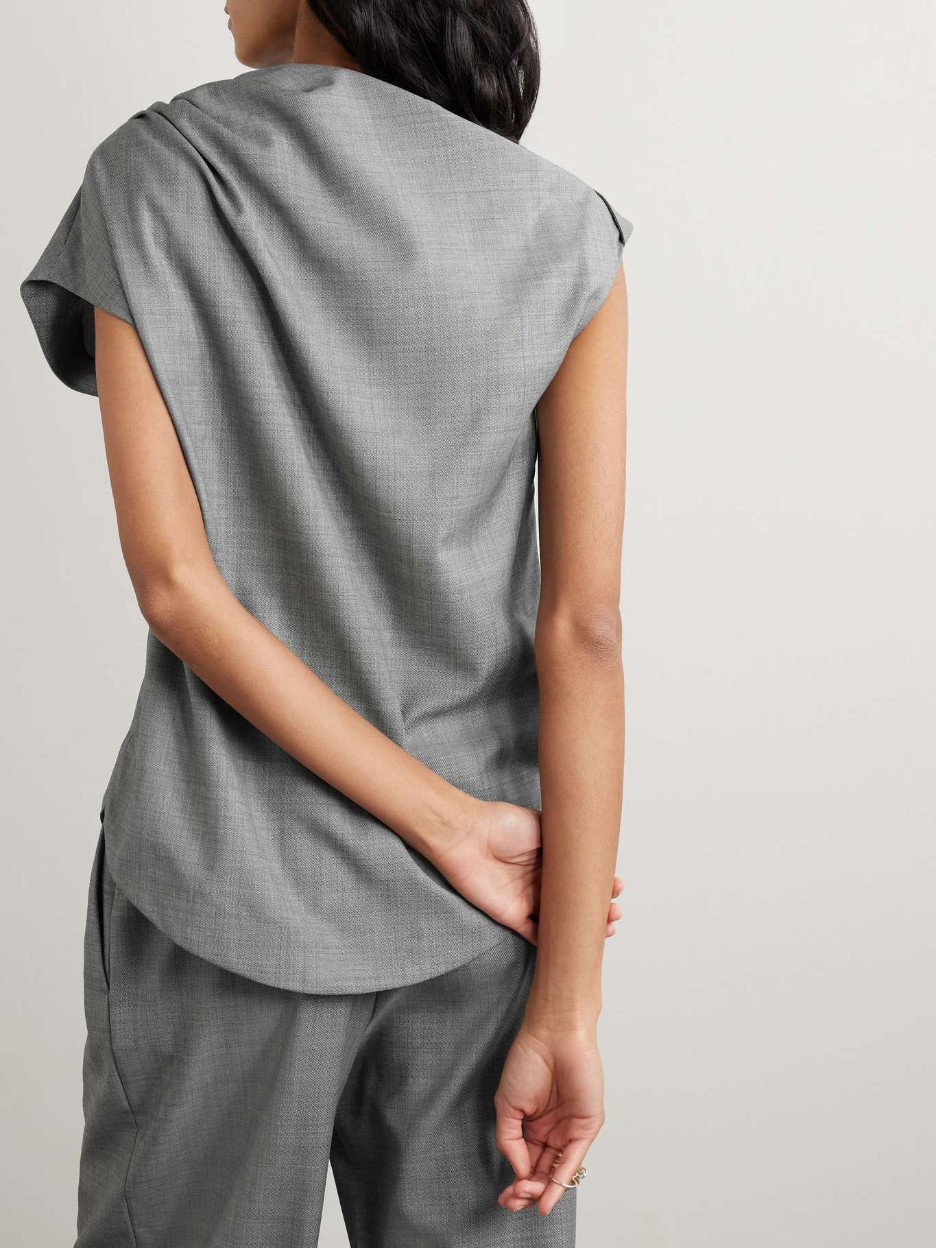 Lyra draped wool-twill blouse Gray - 4