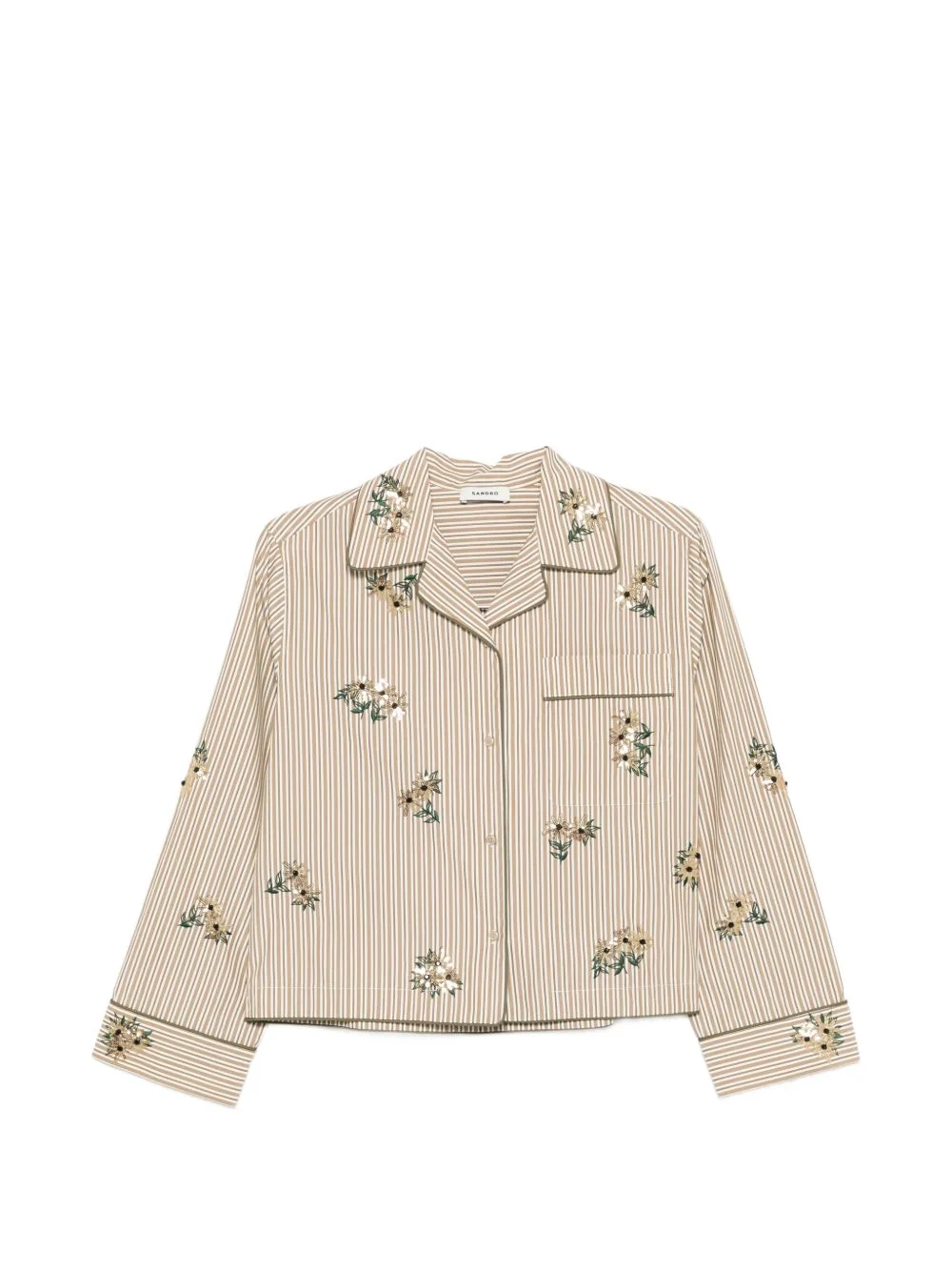 floral-details stripe-pattern shirt - 1