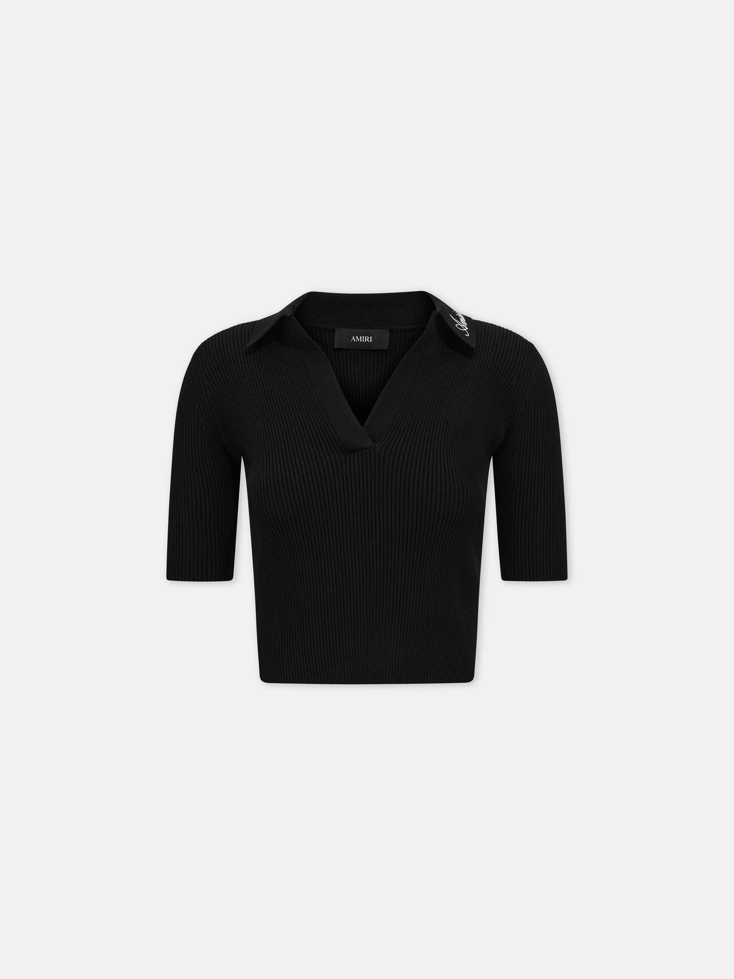 WOMEN'S SCRIPT RIB KNIT SS POLO - 1
