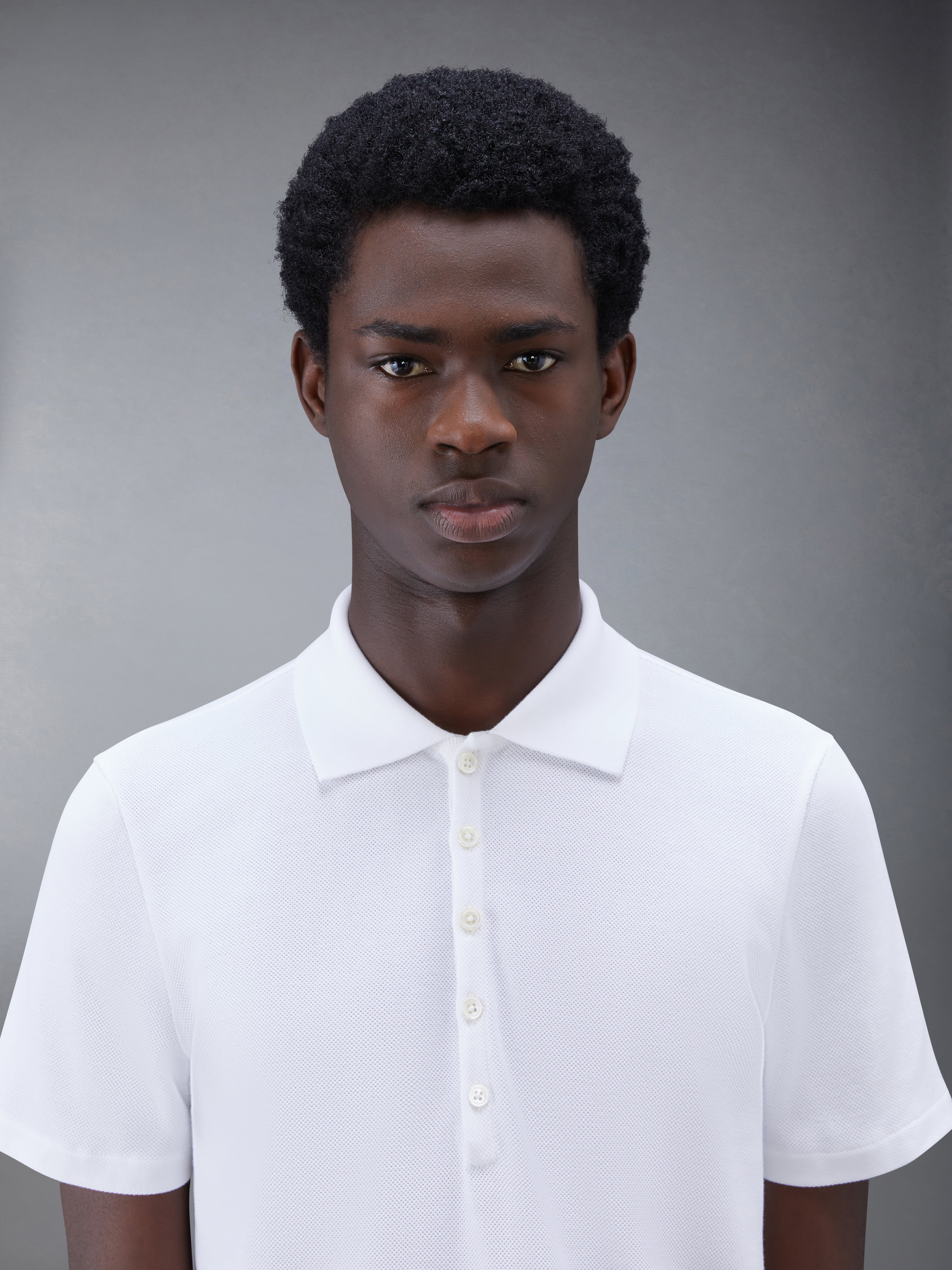 White Cotton Pique Center Back Stripe Relaxed Fit Polo - 4