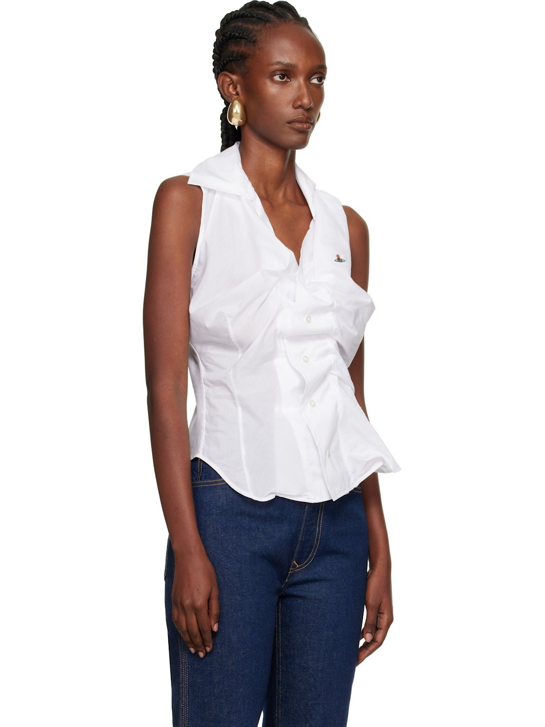 White Short Sleeve Drunken Shirt - 2