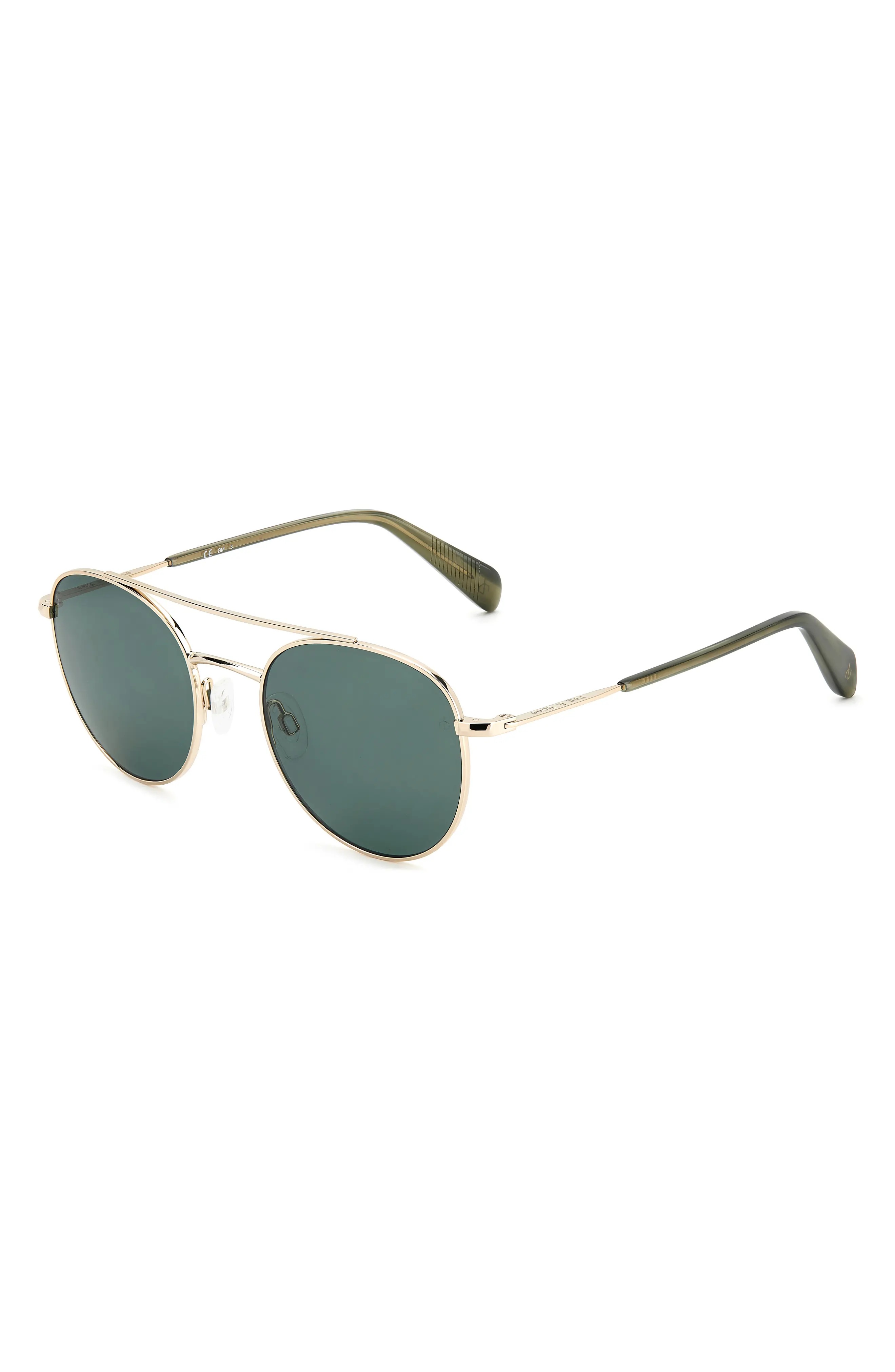 51mm Round Sunglasses in Gold Green/Green - 2