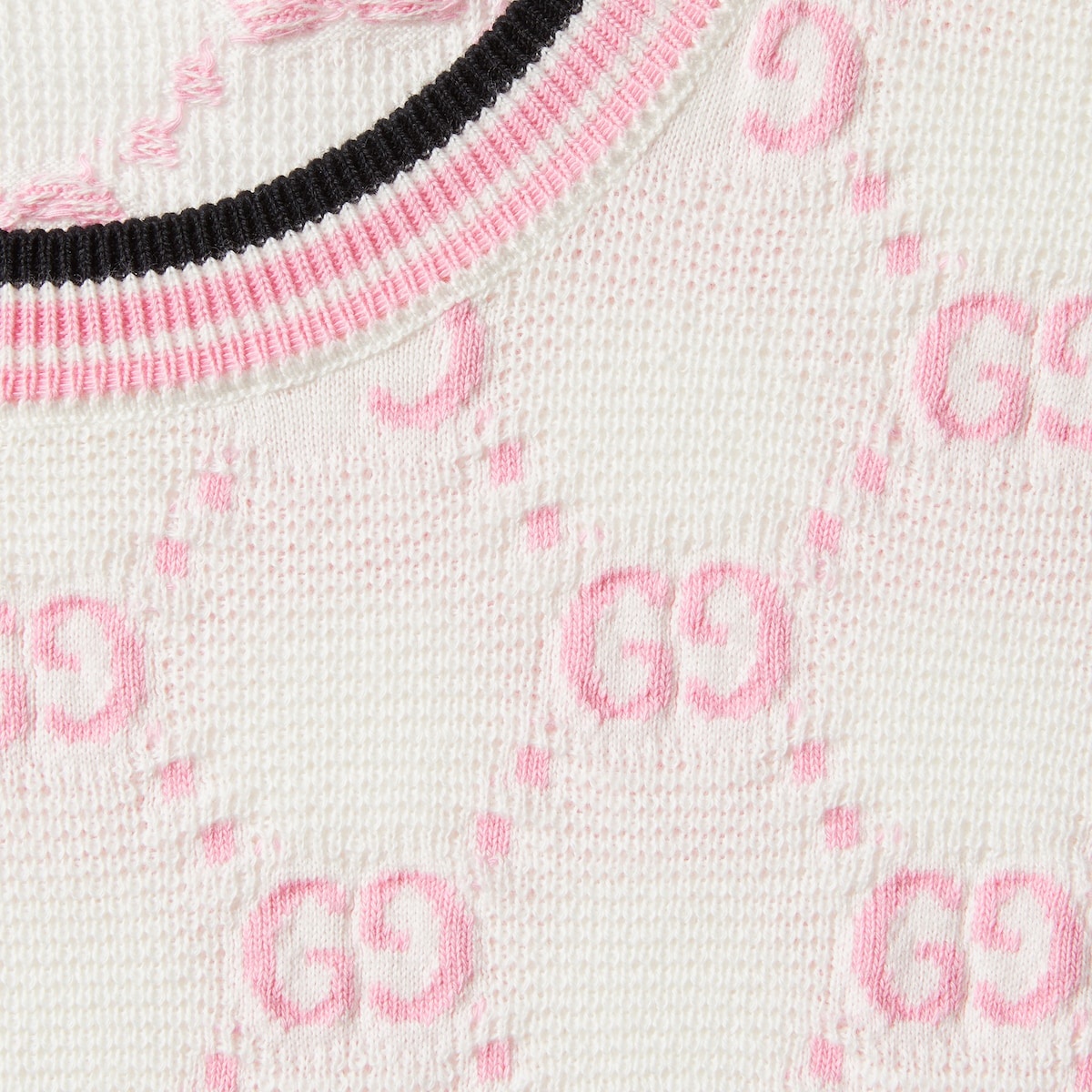 Cotton crewneck top with GG intarsia - 7
