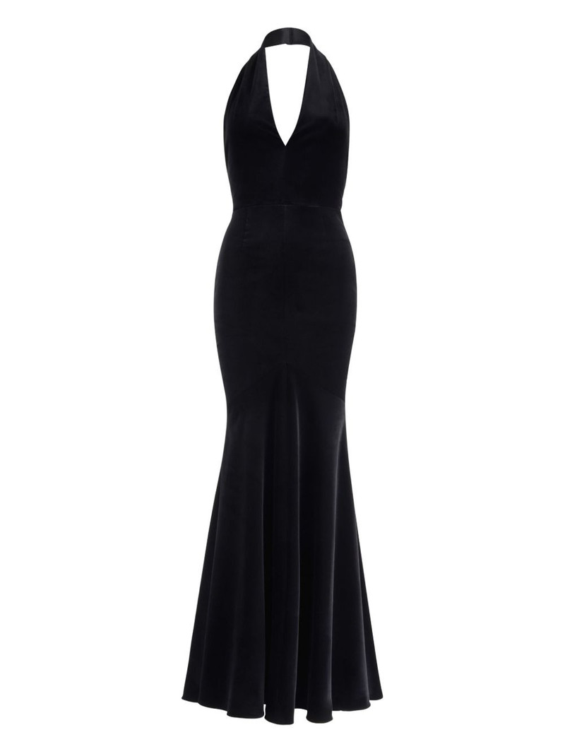 halterneck fishtail maxi dress 1