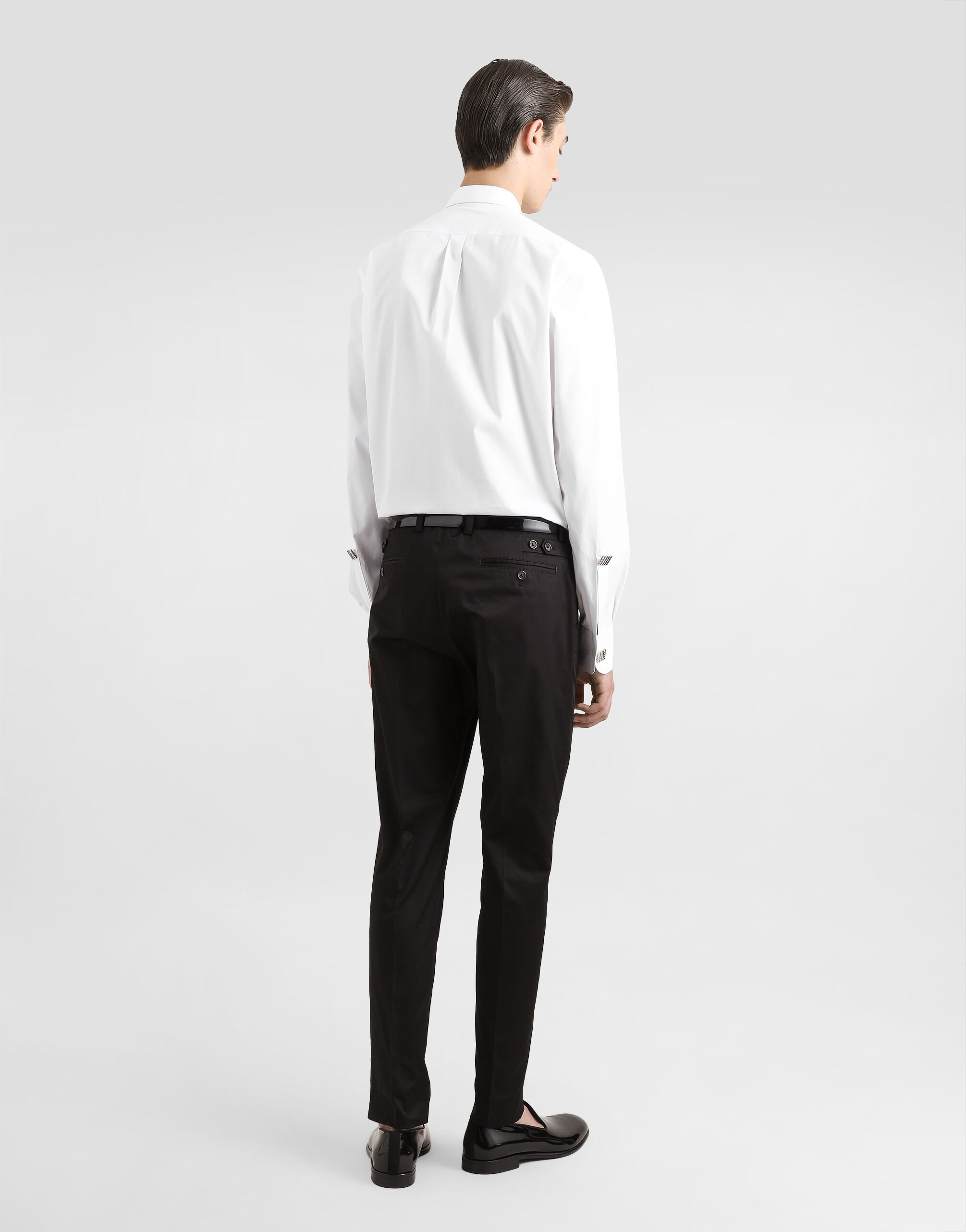 Cotton tuxedo shirt with bejeweled appliqués - 3