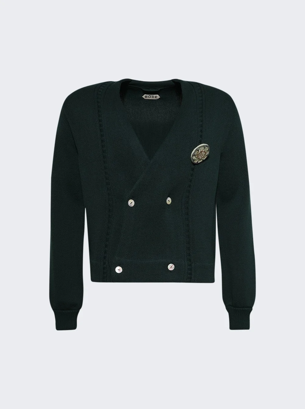 Double-breasted Cardigan Dark Green - 1