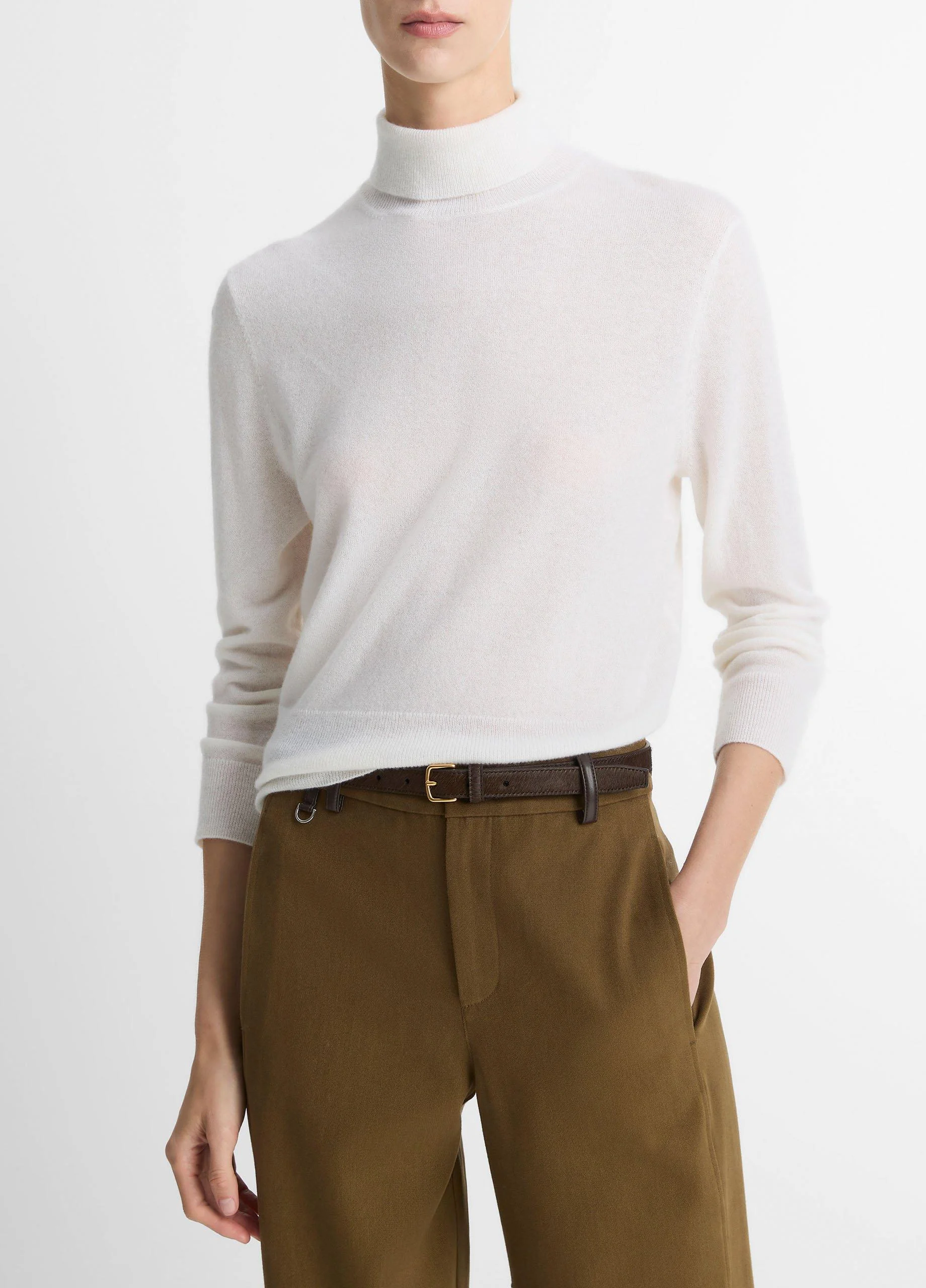 Cashmere-Silk Three-Quarter-Sleeve Mock-Neck Sweater - 1