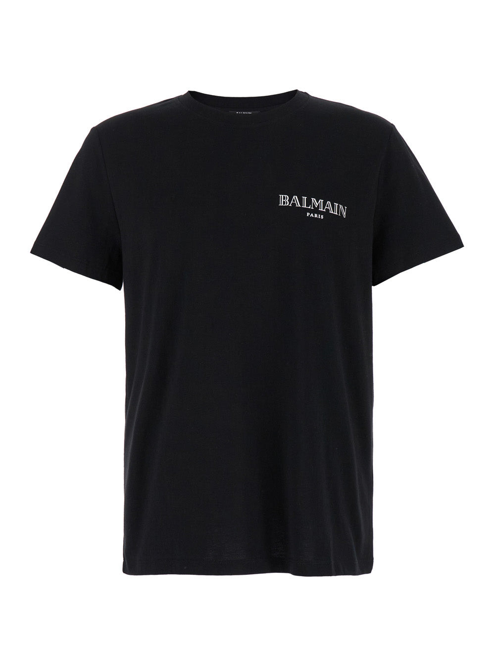 Balmain Men Black Crewneck T-Shirt With Logo Print In Cotton Man - 1
