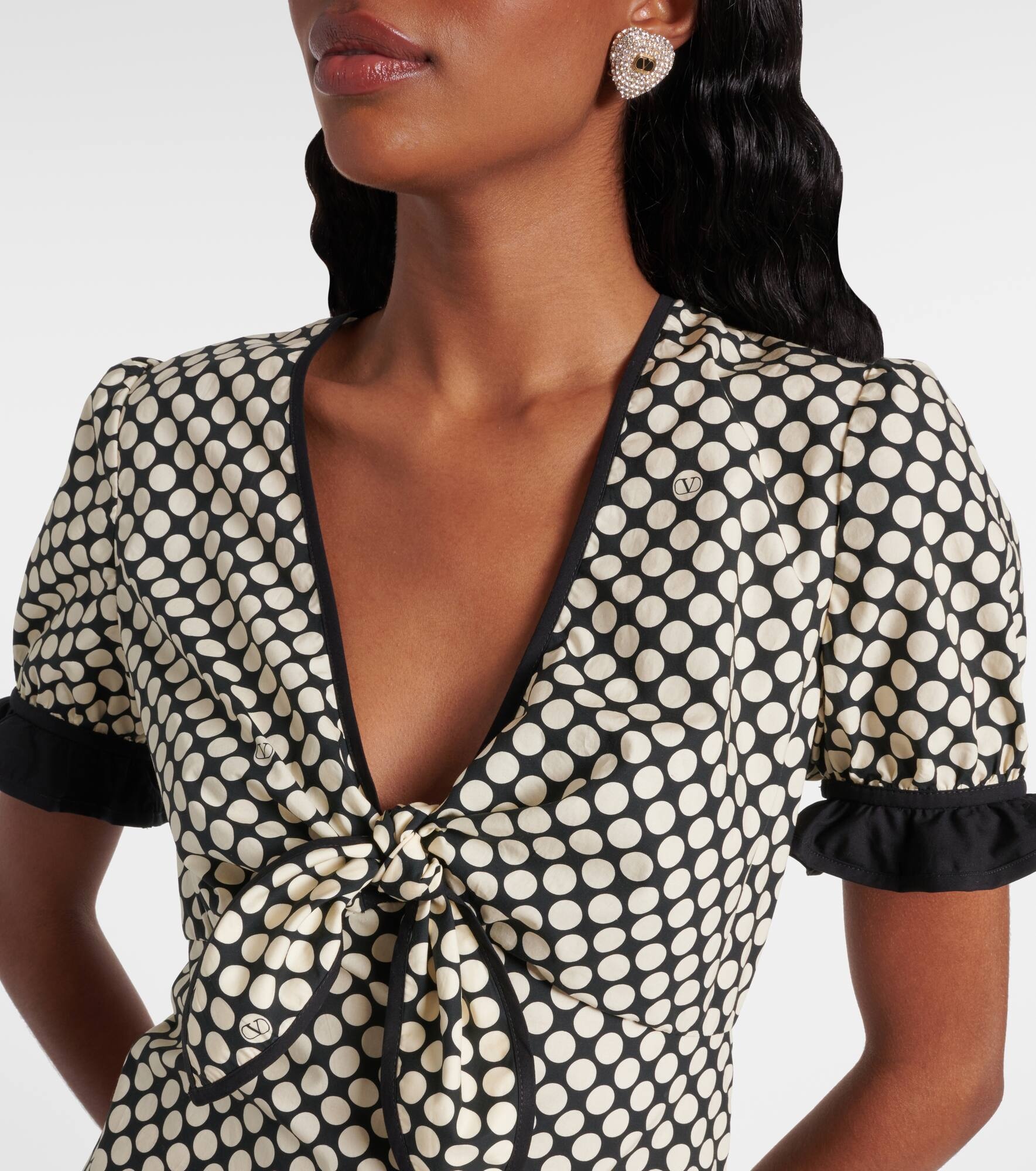 Ruffled polka-dot cotton poplin minidress - 4