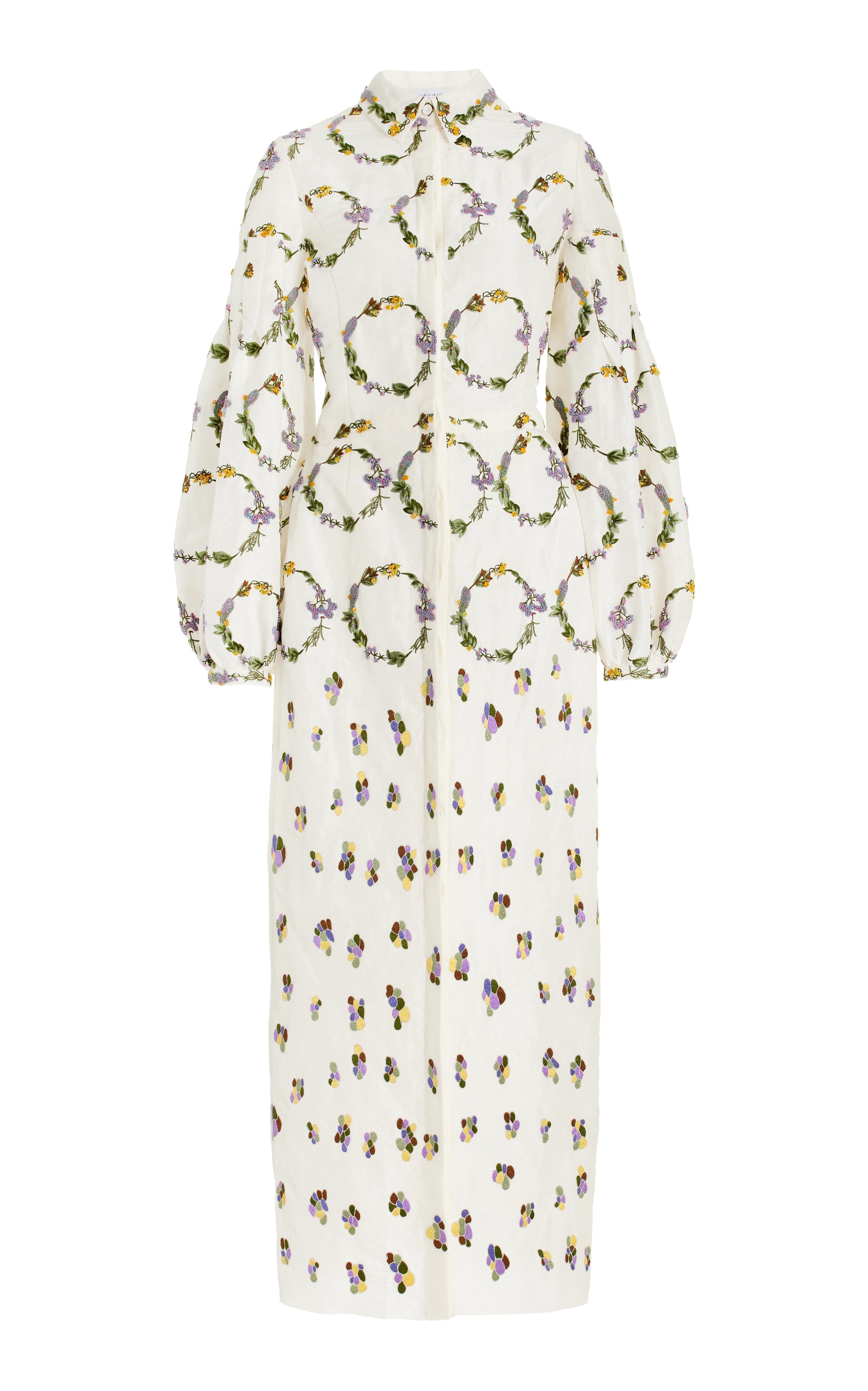 Embroidered Mauri Dress in Silk Linen - 1