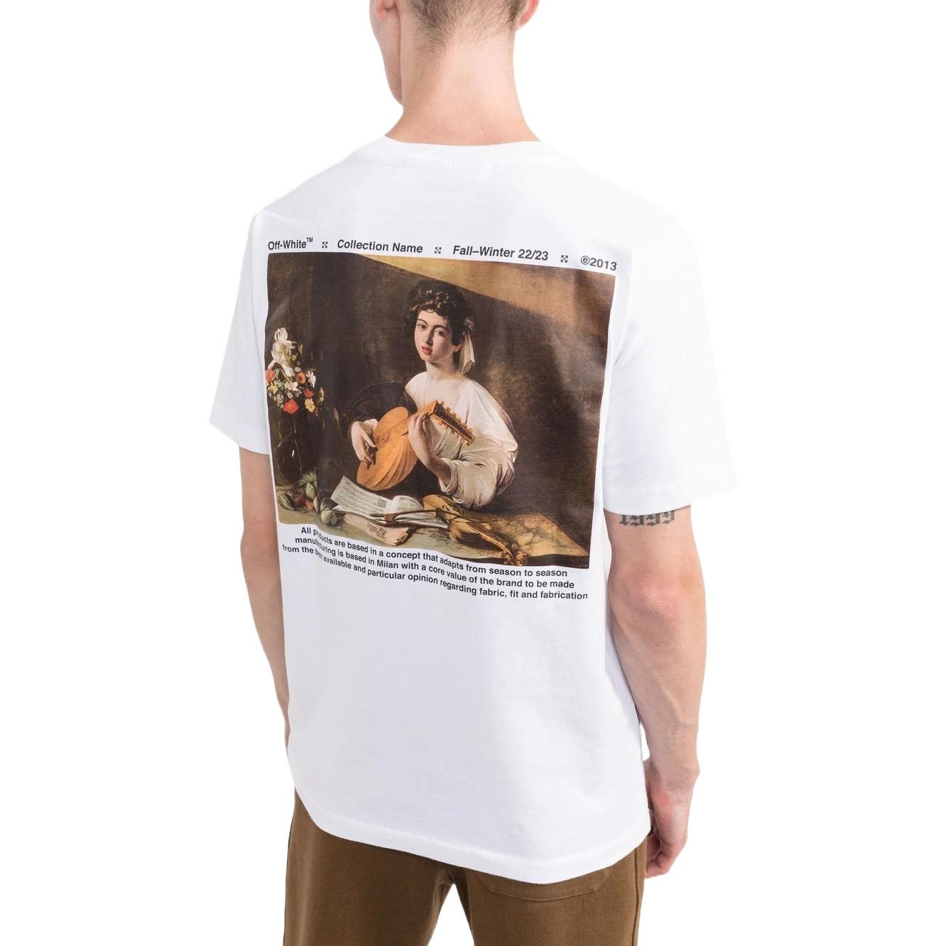 Men's Off-White FW22 Character Printing Round Neck Short Sleeve Ordinary Version White T-Shirt OMAA0 - 4