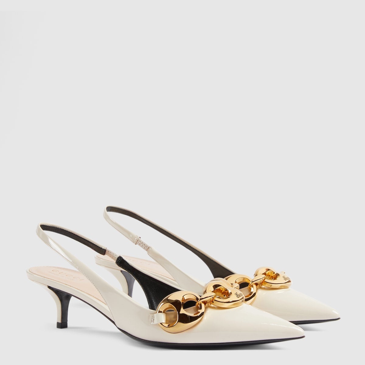 Gucci Marina Chain Patent Leather Slingback Pumps - 2