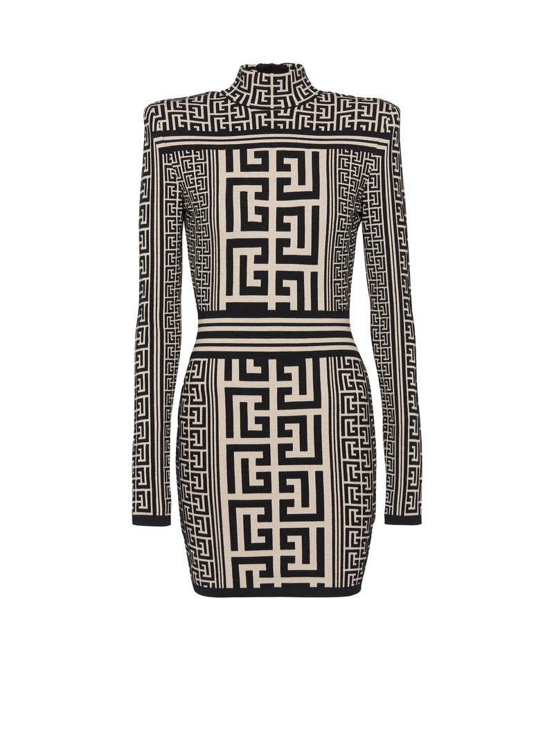 Monogrammed knit high-neck dress 1