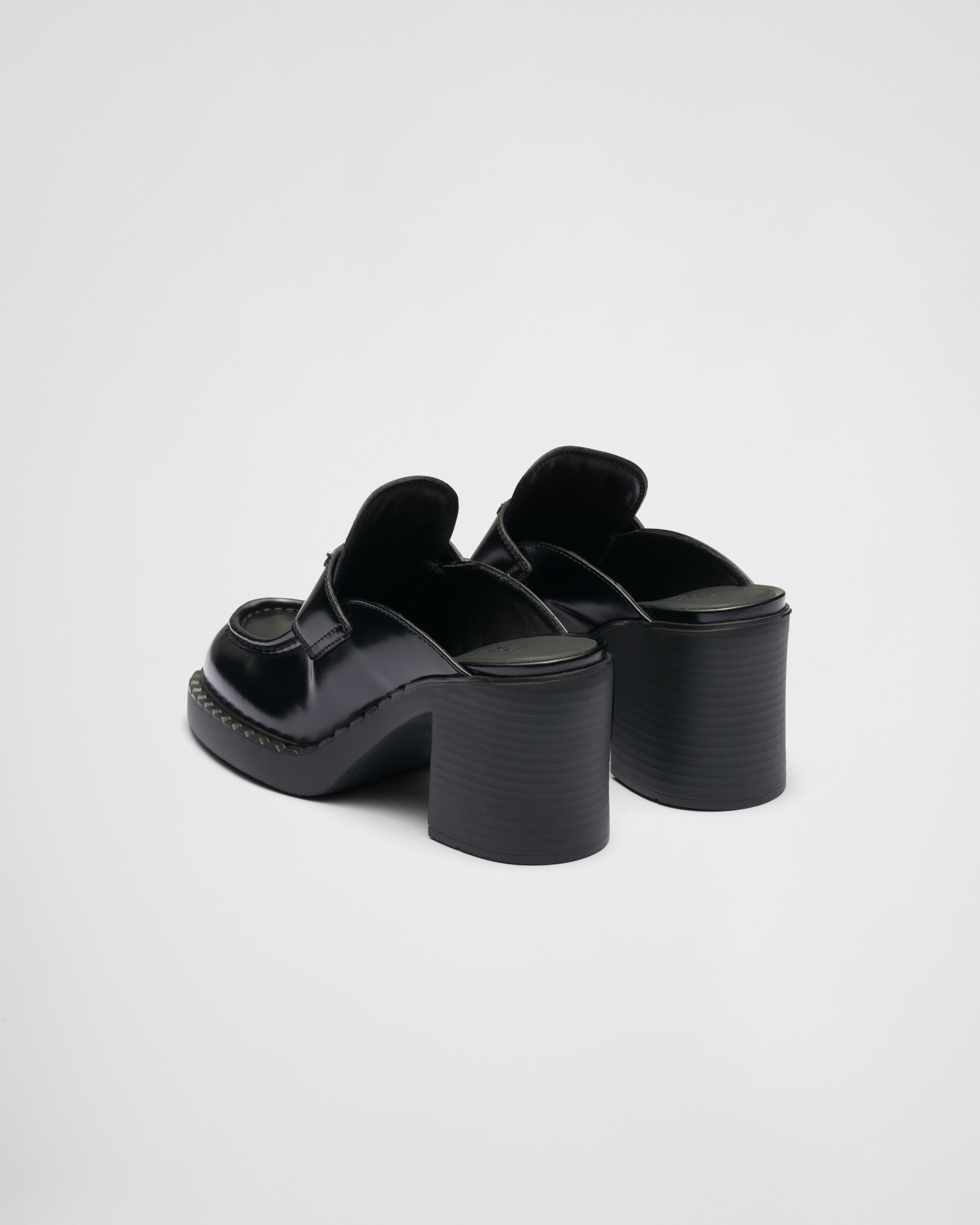 Chocolate brushed leather mules - 4