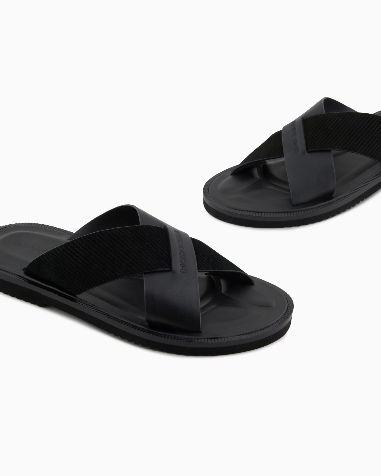 MULTI-STRIPED SUEDE AND LEATHER CROSS-OVER SANDALS - 5