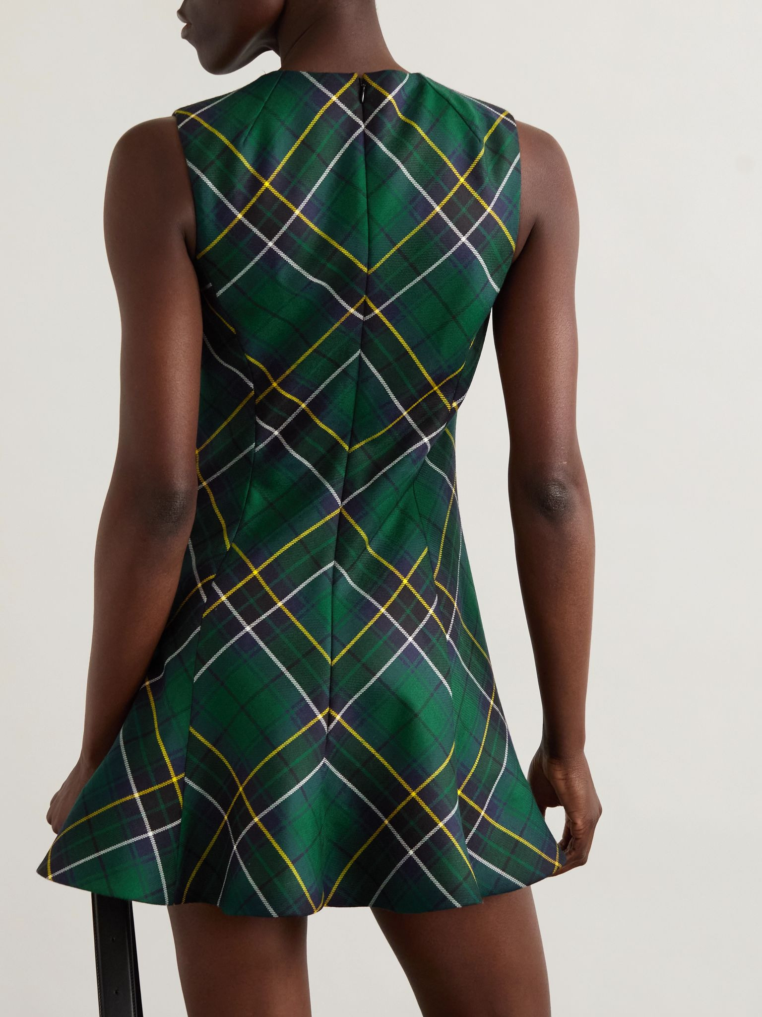 Checked wool mini dress Multi - 3