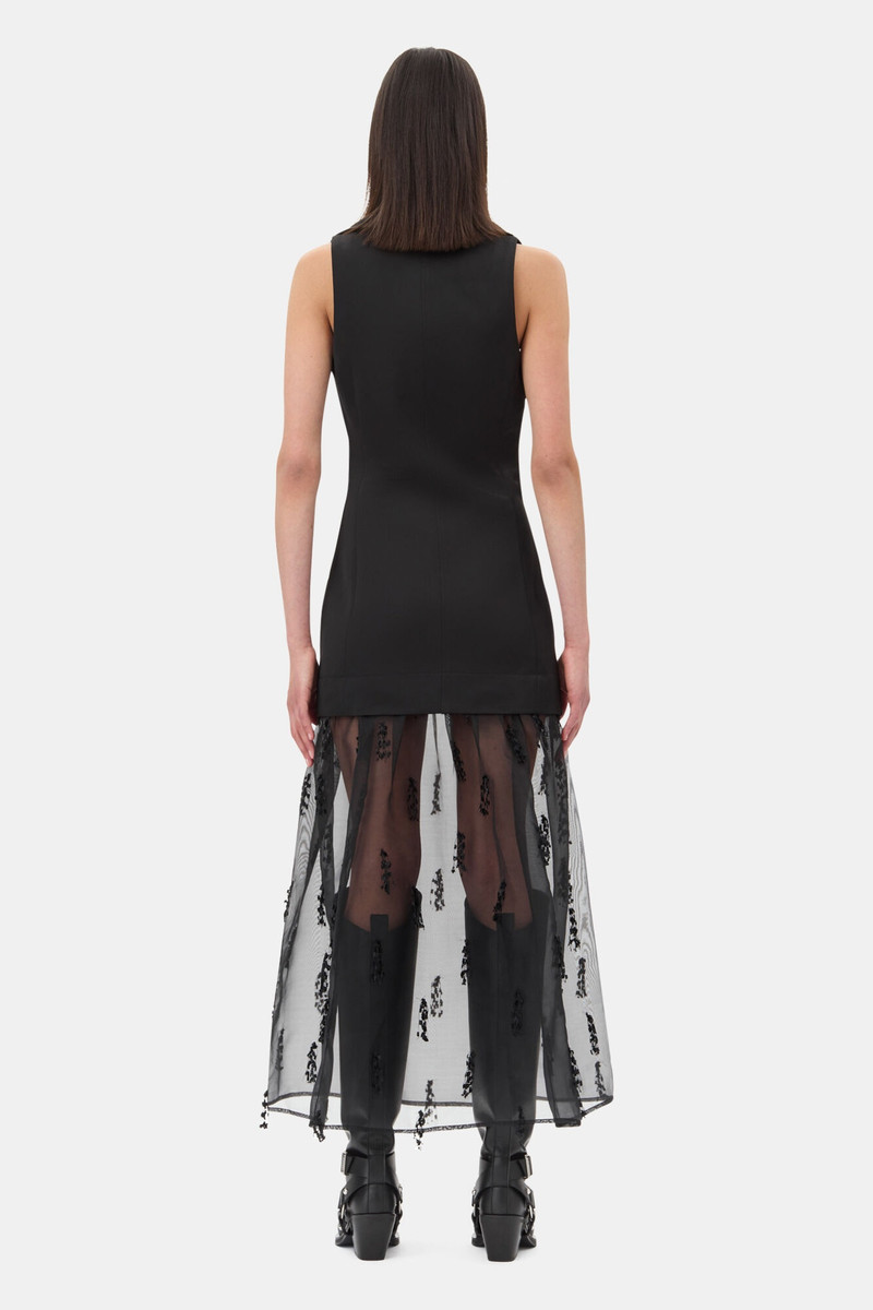 BLACK FRINGED ORGANZA LONG DRESS 5