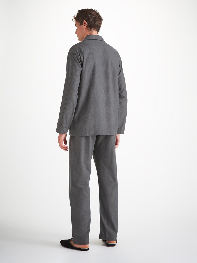 Men's Classic Fit Pajamas Balmoral Brushed Cotton Charcoal - 4