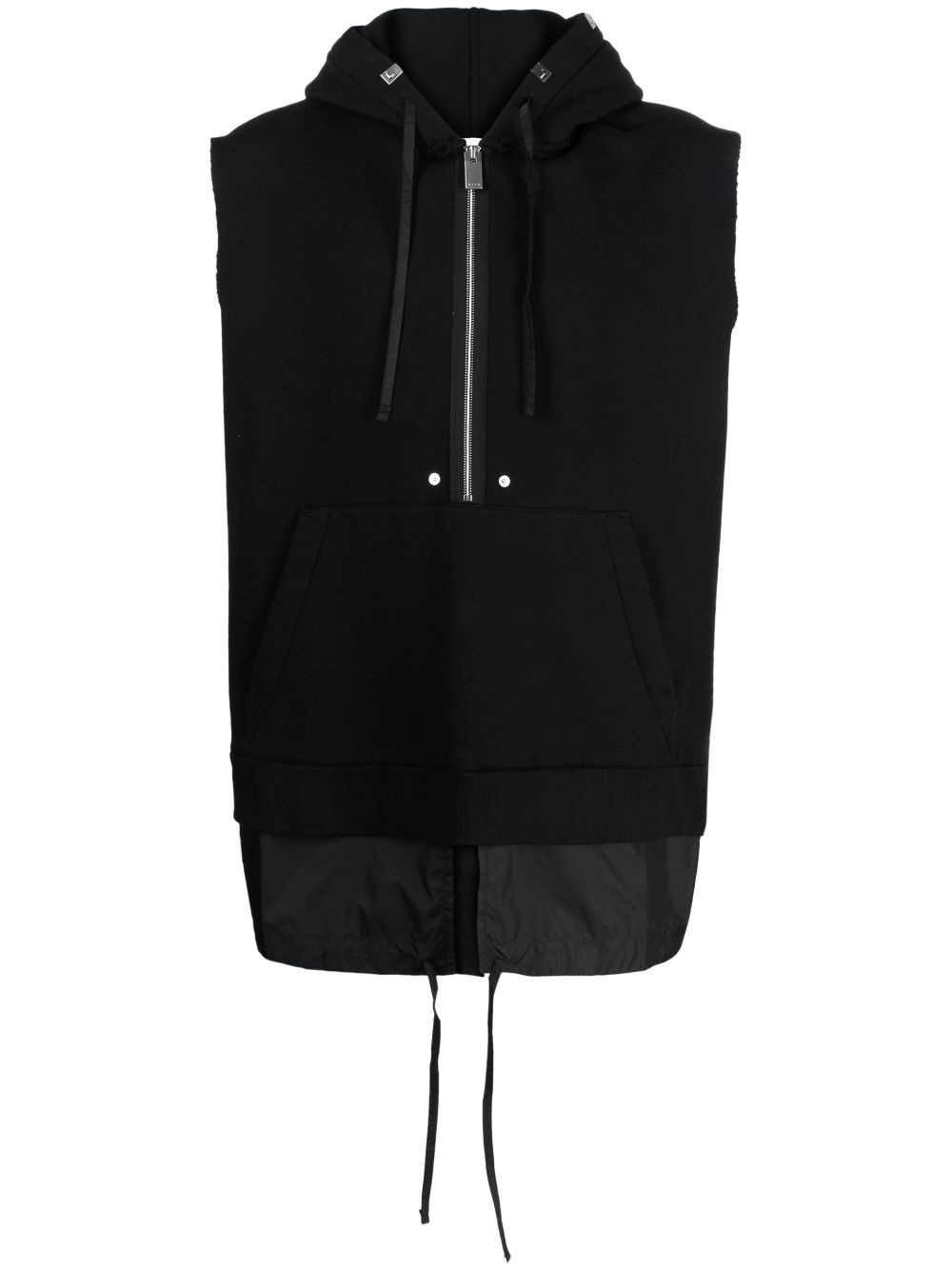 half-zip fastening sleeveless hoodie - 1