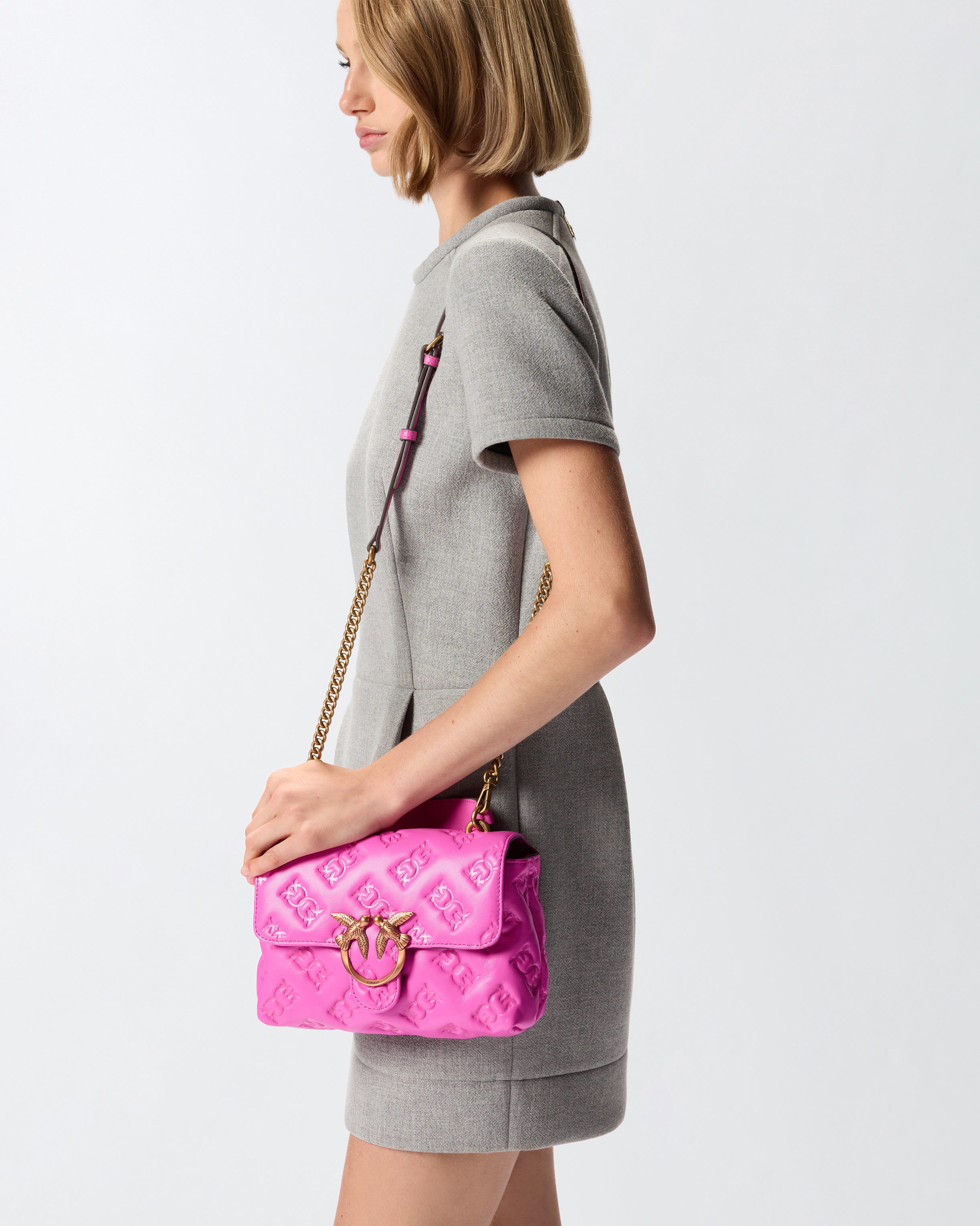MINI LOVE BAG PUFF CROSSBODY BAG IN BRANDED NAPPA LEATHER - 5