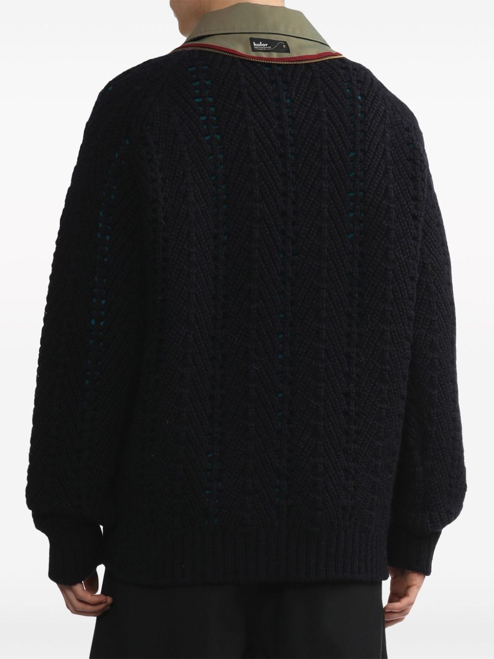 patchwork pointelle-knit jumper - 4