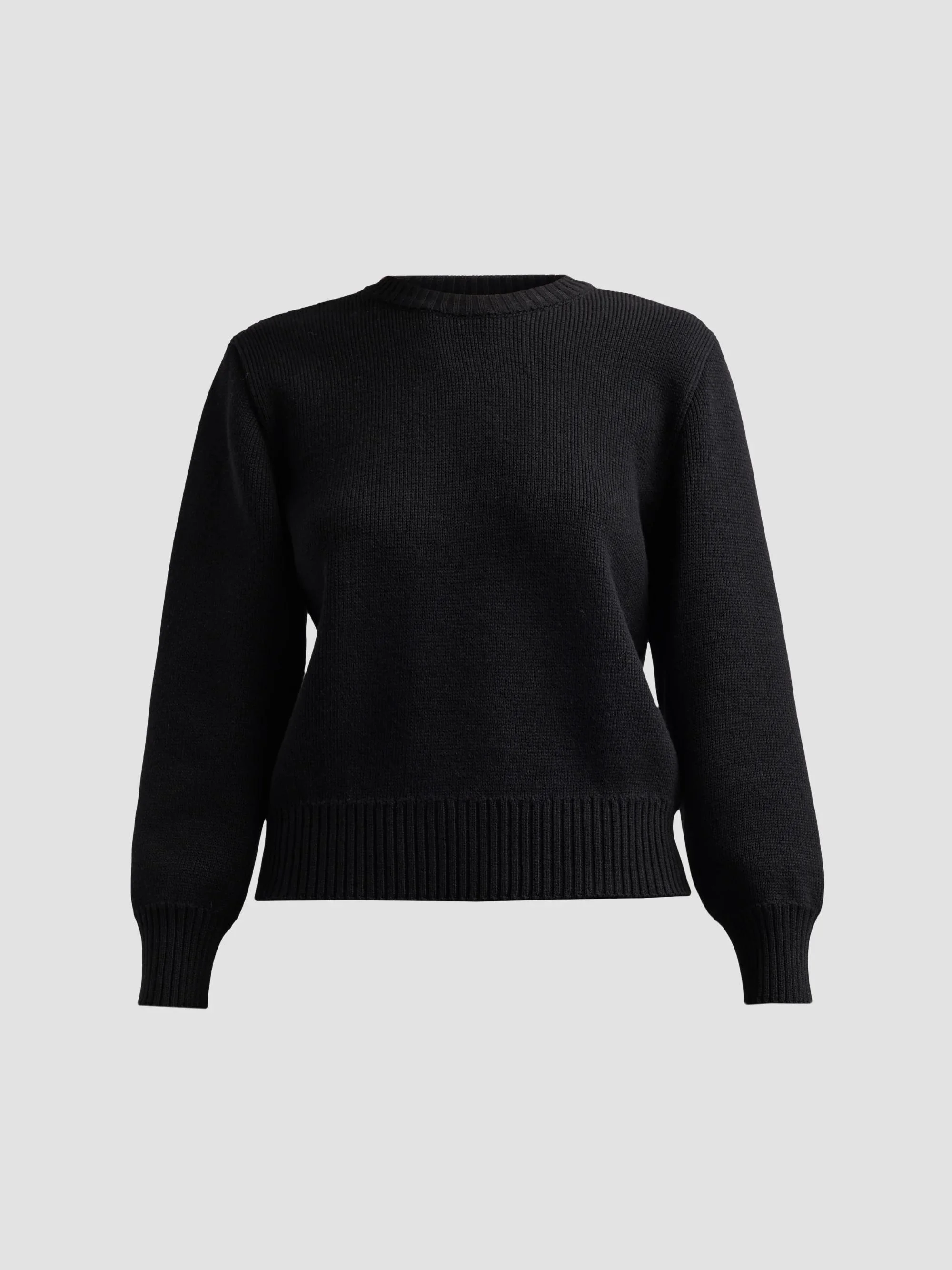 Women's Wool-Cotton Sweater - Black - 1