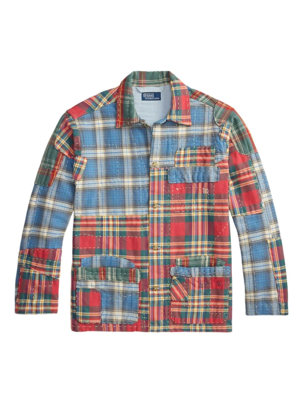 patchwork plaid overshirt - 1