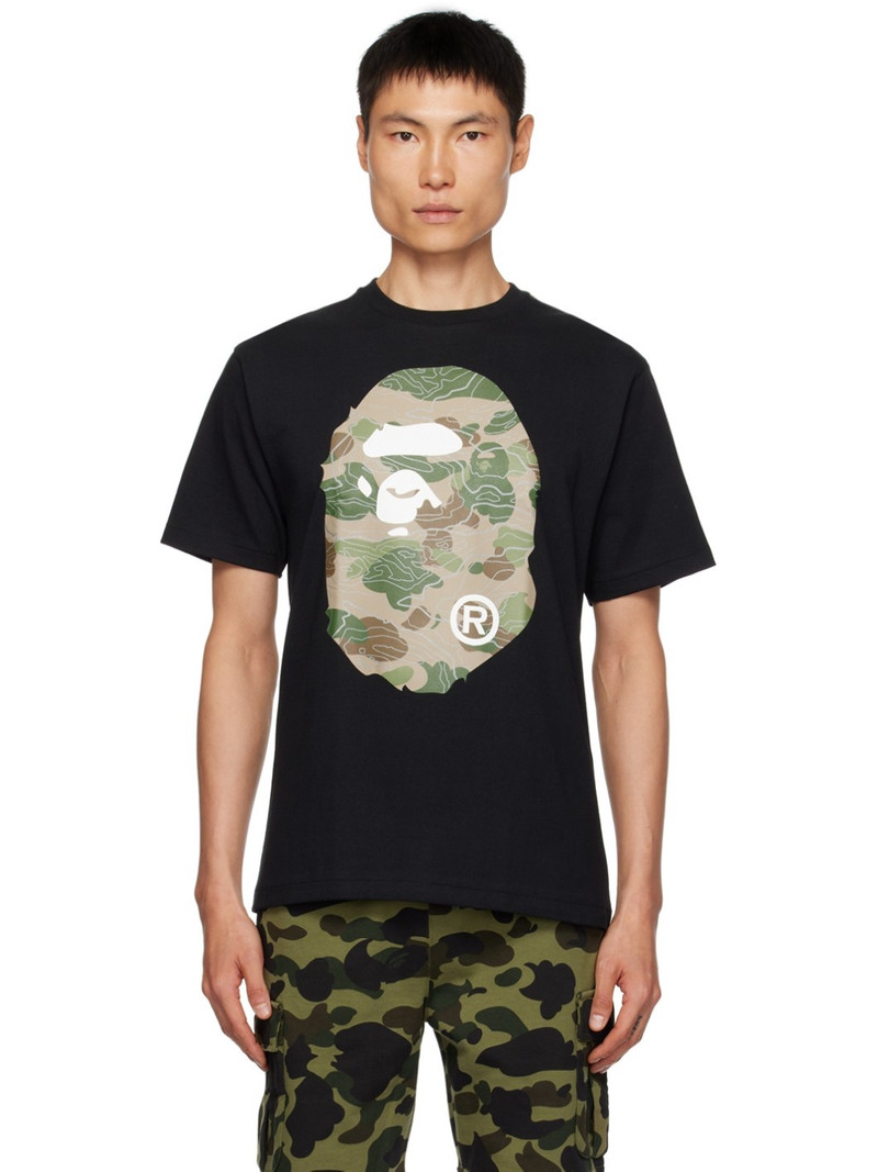 Black Layered Line Camo Big Ape Head T-Shirt - 1