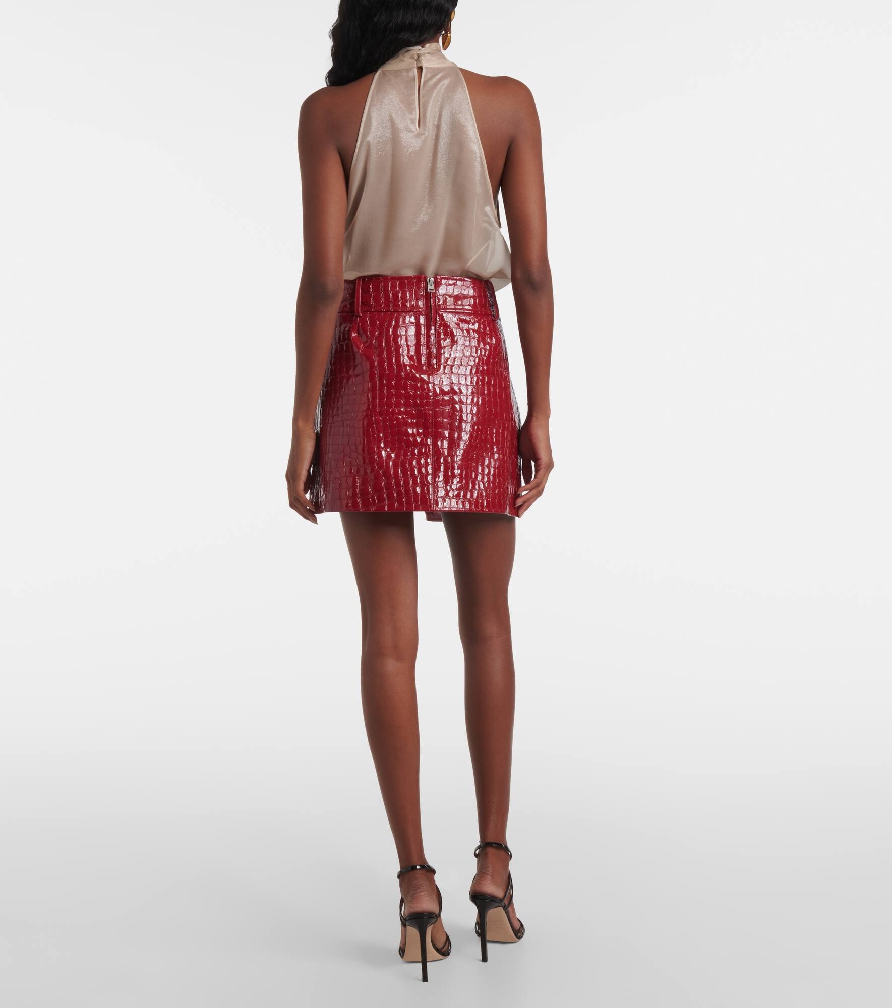 Croc-effect leather miniskirt - 3