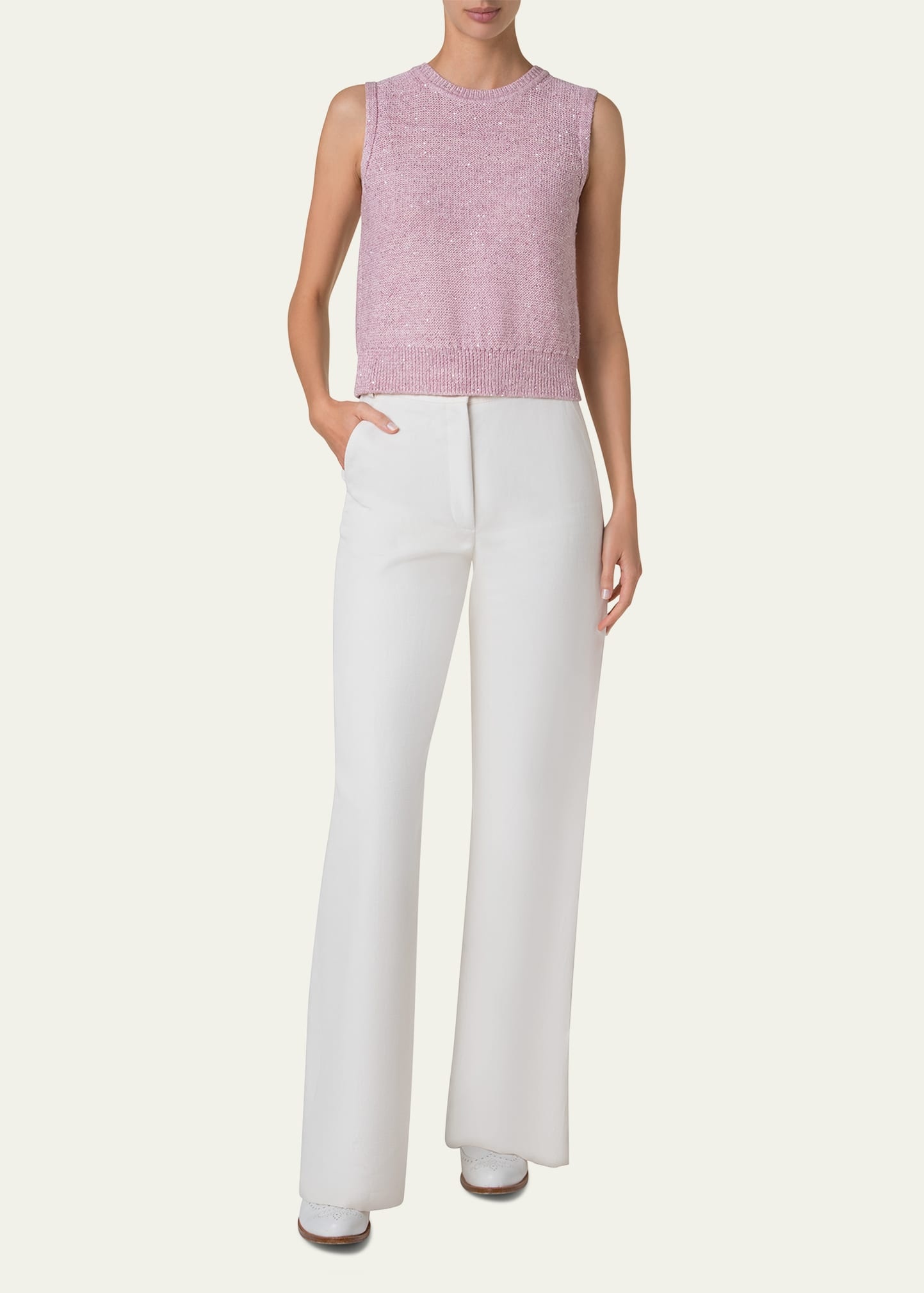 Micro Sequined Knit Sleeveless Sweater - 2
