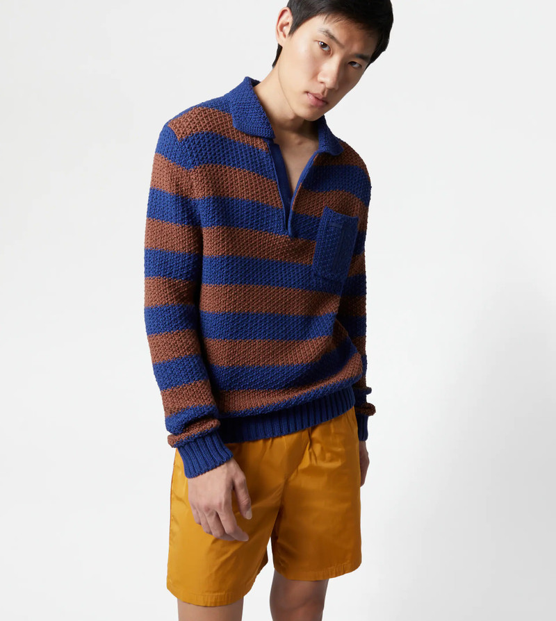 POLO SHIRT IN MAXI PIQUET - BLUE, BROWN 7