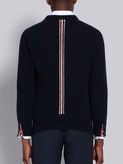 Thom Browne Navy Mohair Center Back Stripe Crewneck Pullover outlook