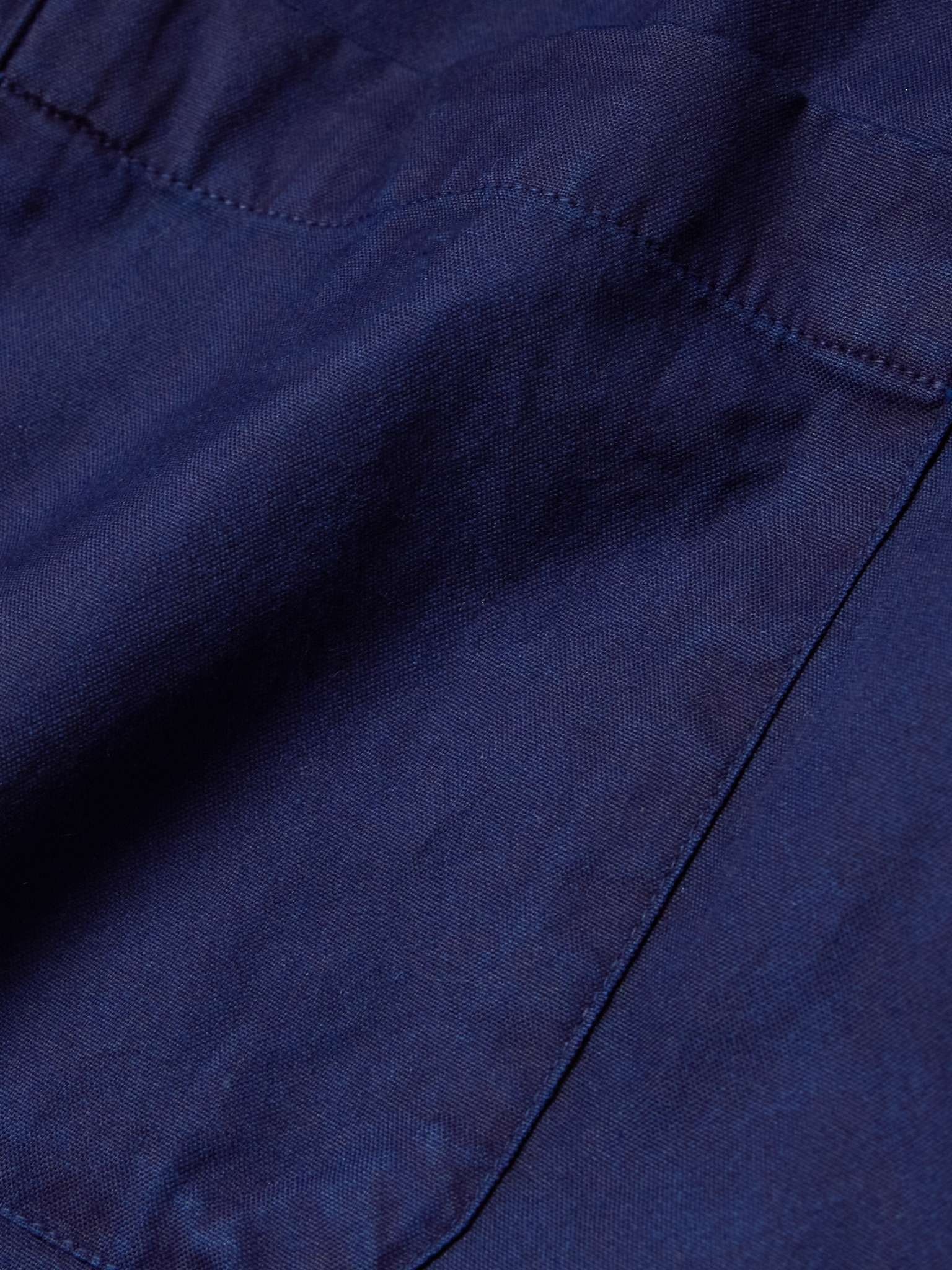 Oversized Grandad-Collar Indigo-Dyed Cotton Oxford Shirt - 4