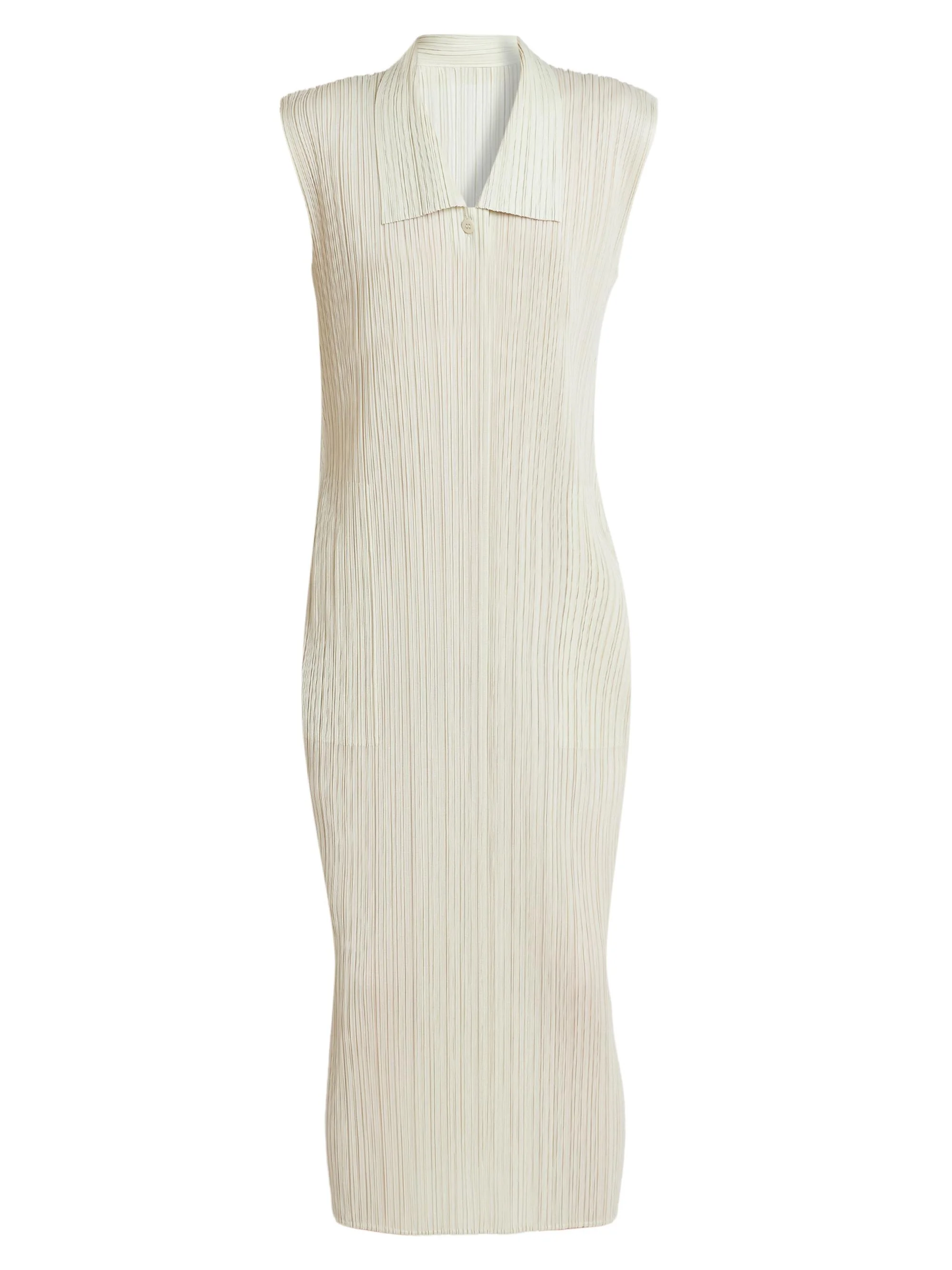 Women's Monthly Colors: May Pleated Midi-Dress - Ivory - 1