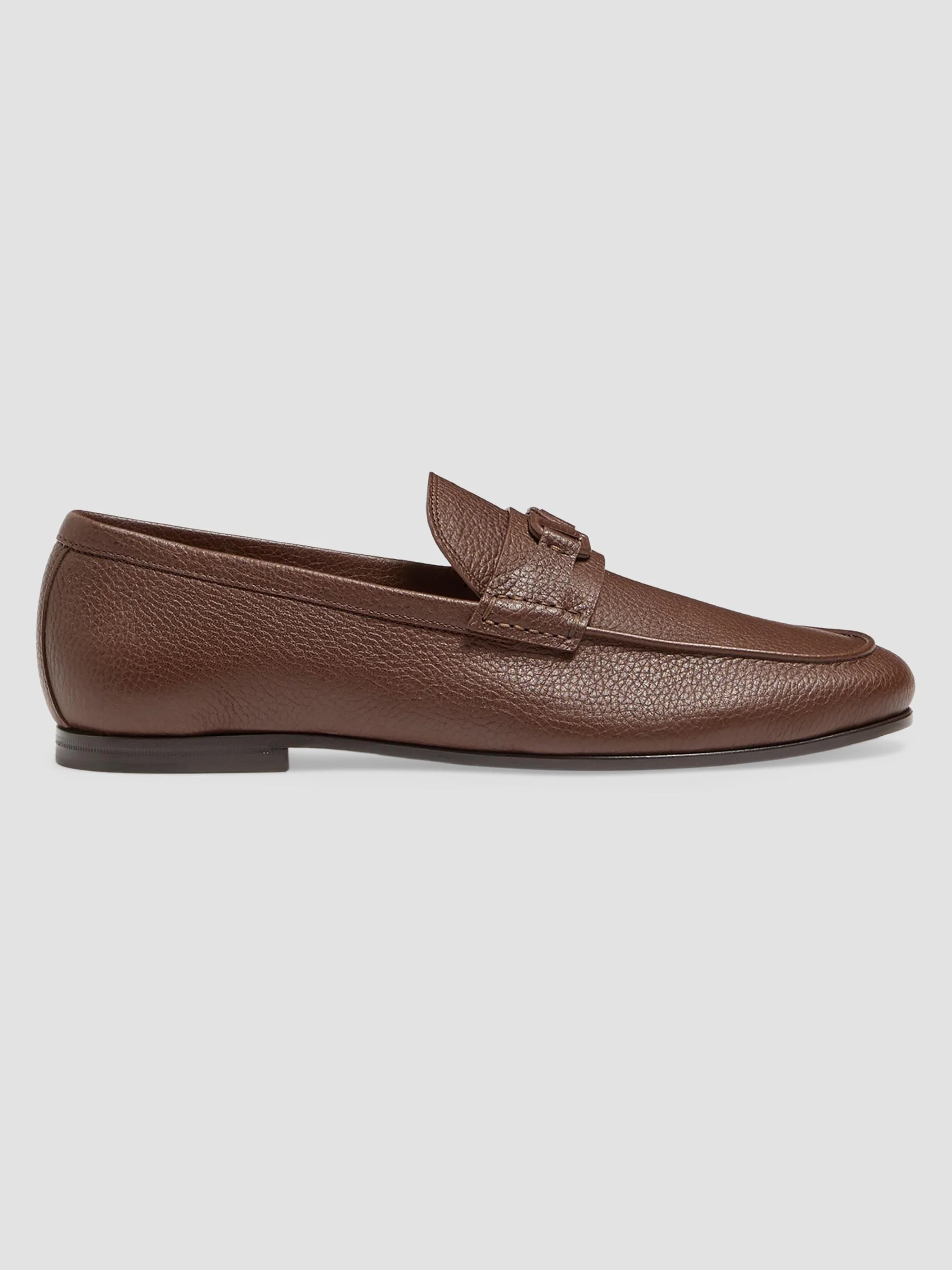 Men's VLogo Signature Deer Leather Loafers - Brown - 1