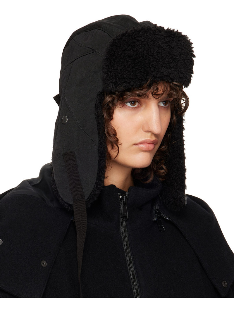 Y's Black Vintage Nylon Twill Flying Aviator Hat outlook