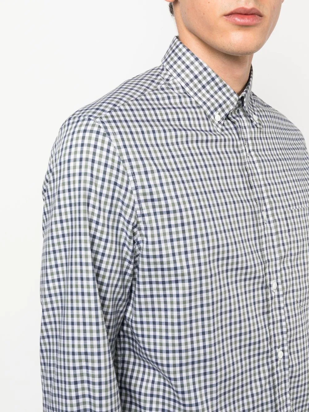 check-pattern button-up shirt - 4