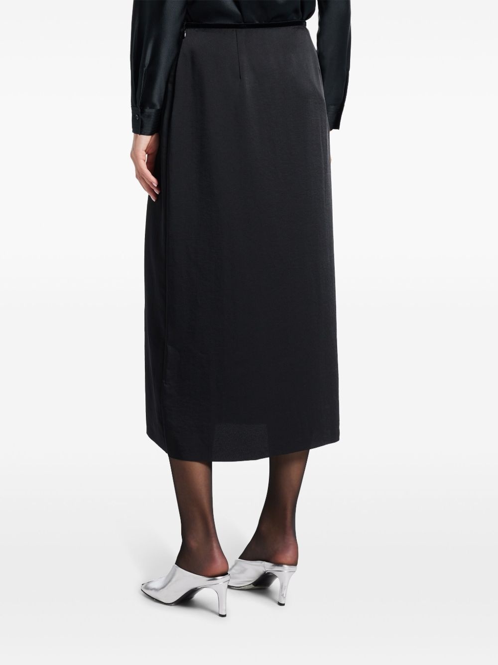 velvet-trim midi skirt - 4