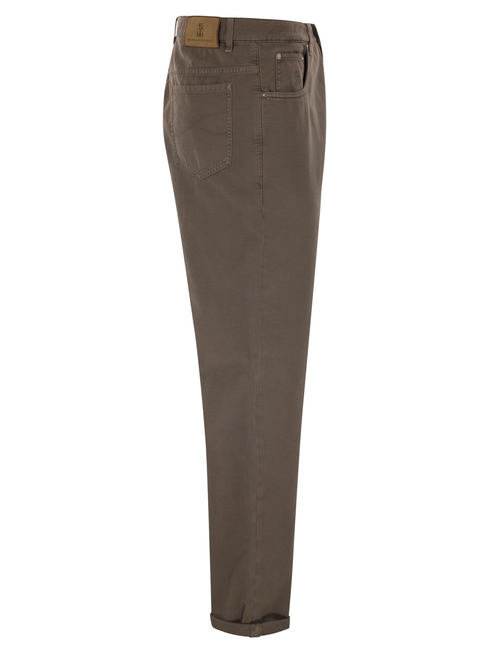 Brunello Cucinelli Men Five-Pocket Cotton Gabardine Pants - 3