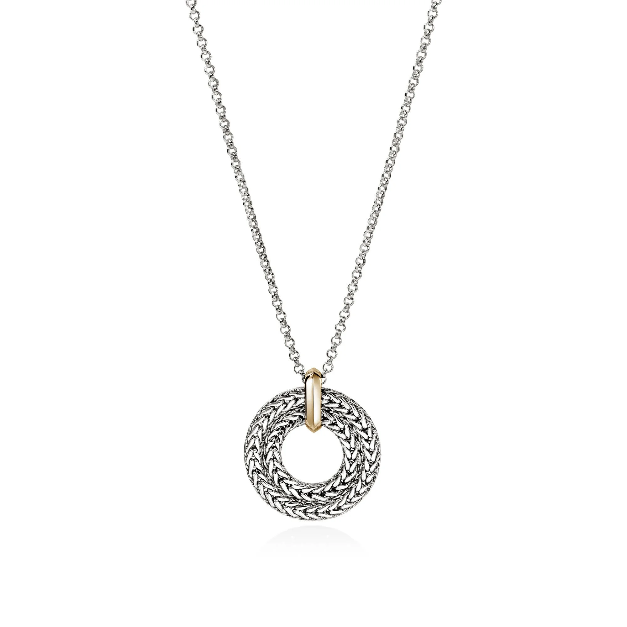 Icon Link Pendant Necklace, Sterling Silver, Gold, 2MM - 1