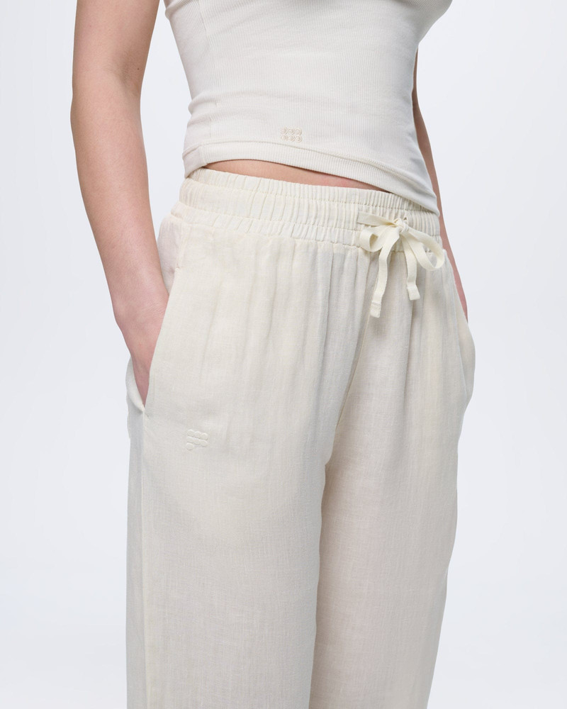 Womens Linen Trousers - Bone White 4