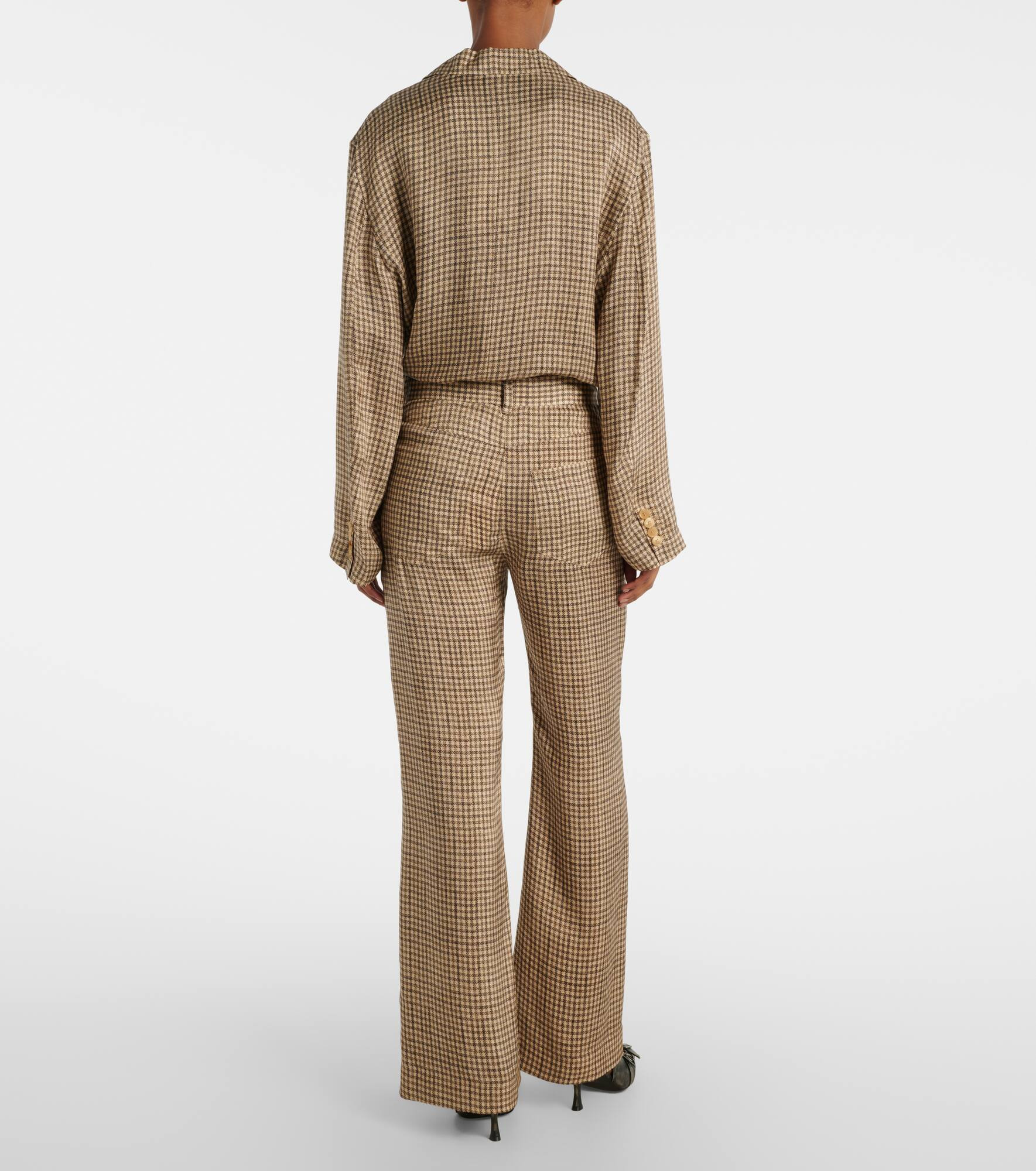 Poltana checked mid-rise wide-leg pants - 3