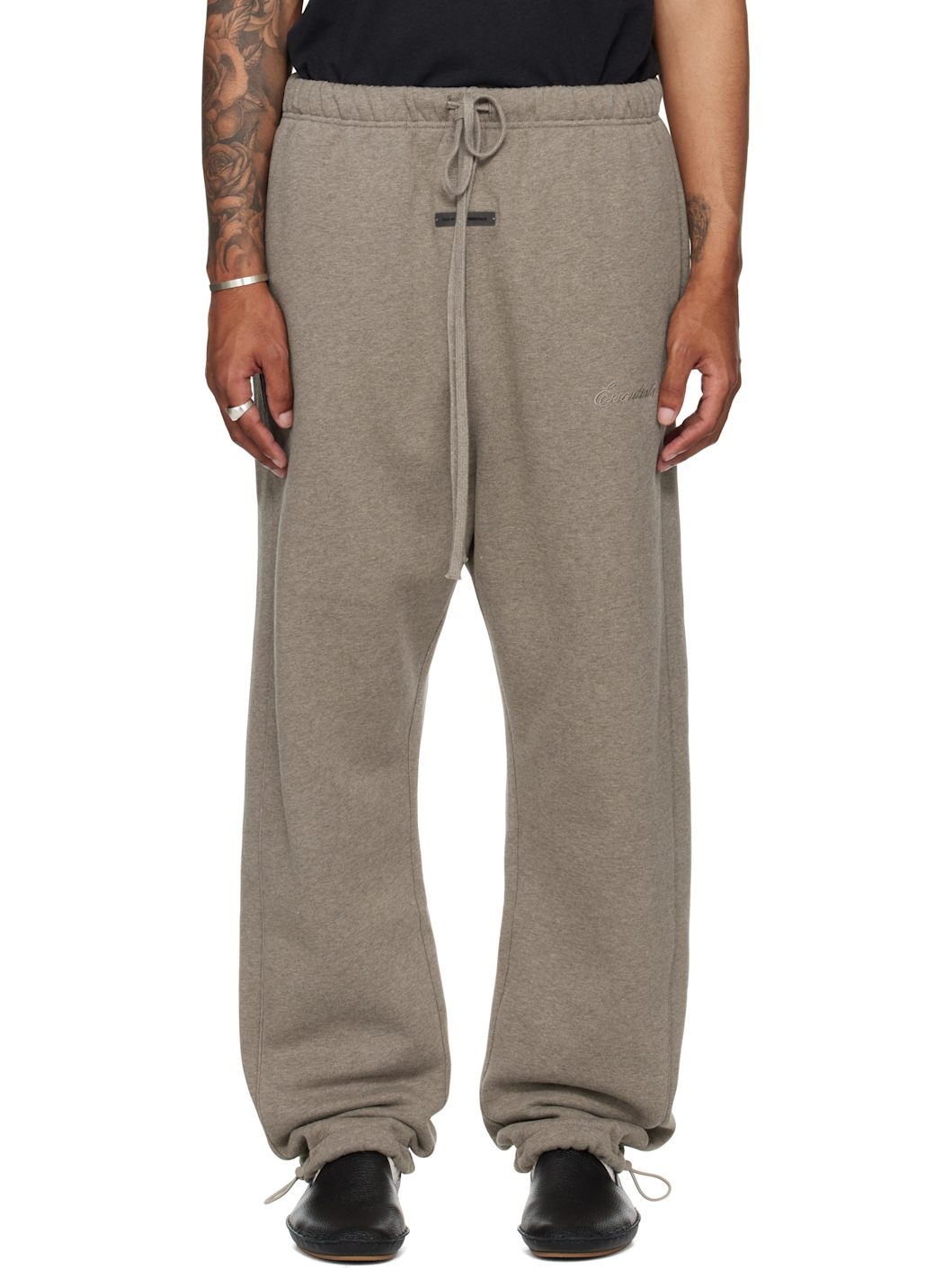 Brown Relaxed Fleece Piping Sweatpants - 1