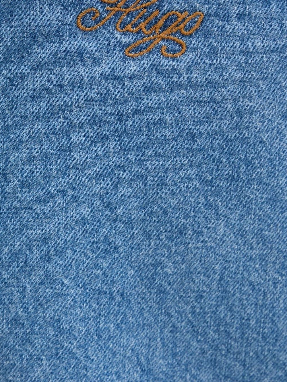 embroidered-logo denim mini dress - 3