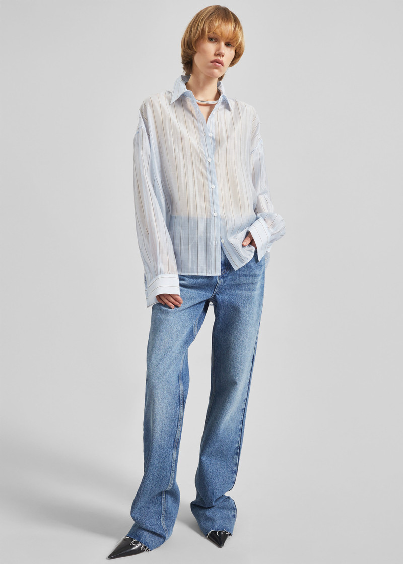 Vranor Light Sheer Shirt - Light Blue/Black Stripe 3