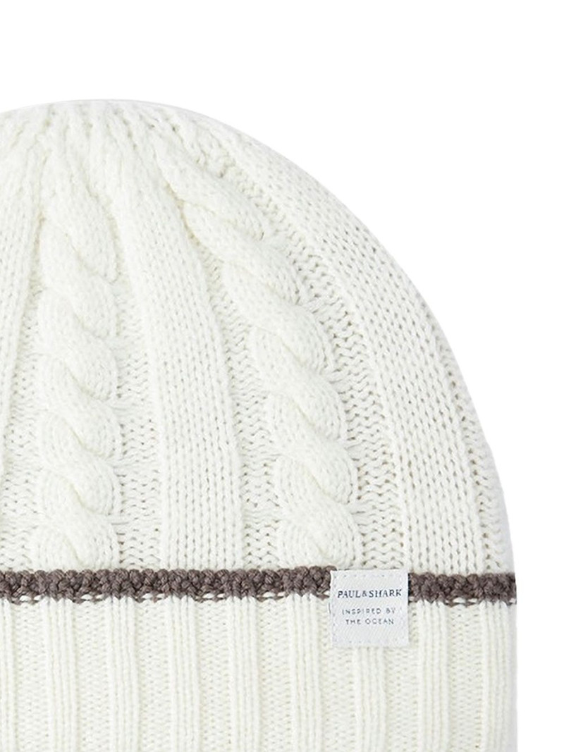 Paul & Shark cable-knit wool cashmere beanie outlook