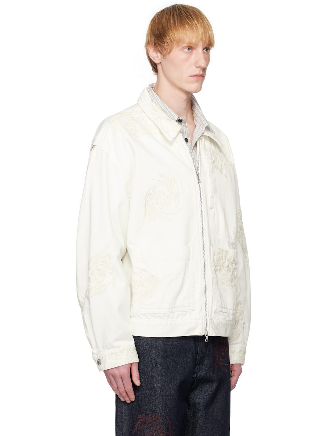 Off-White Embroidered Pattern Denim Jacket - 2