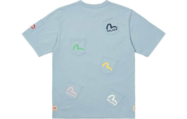 Palace X Evisu Multi Pocket T-Shirt Dusty Blue Logo T-Shirt 'Blue' P21EVTS003 - 2