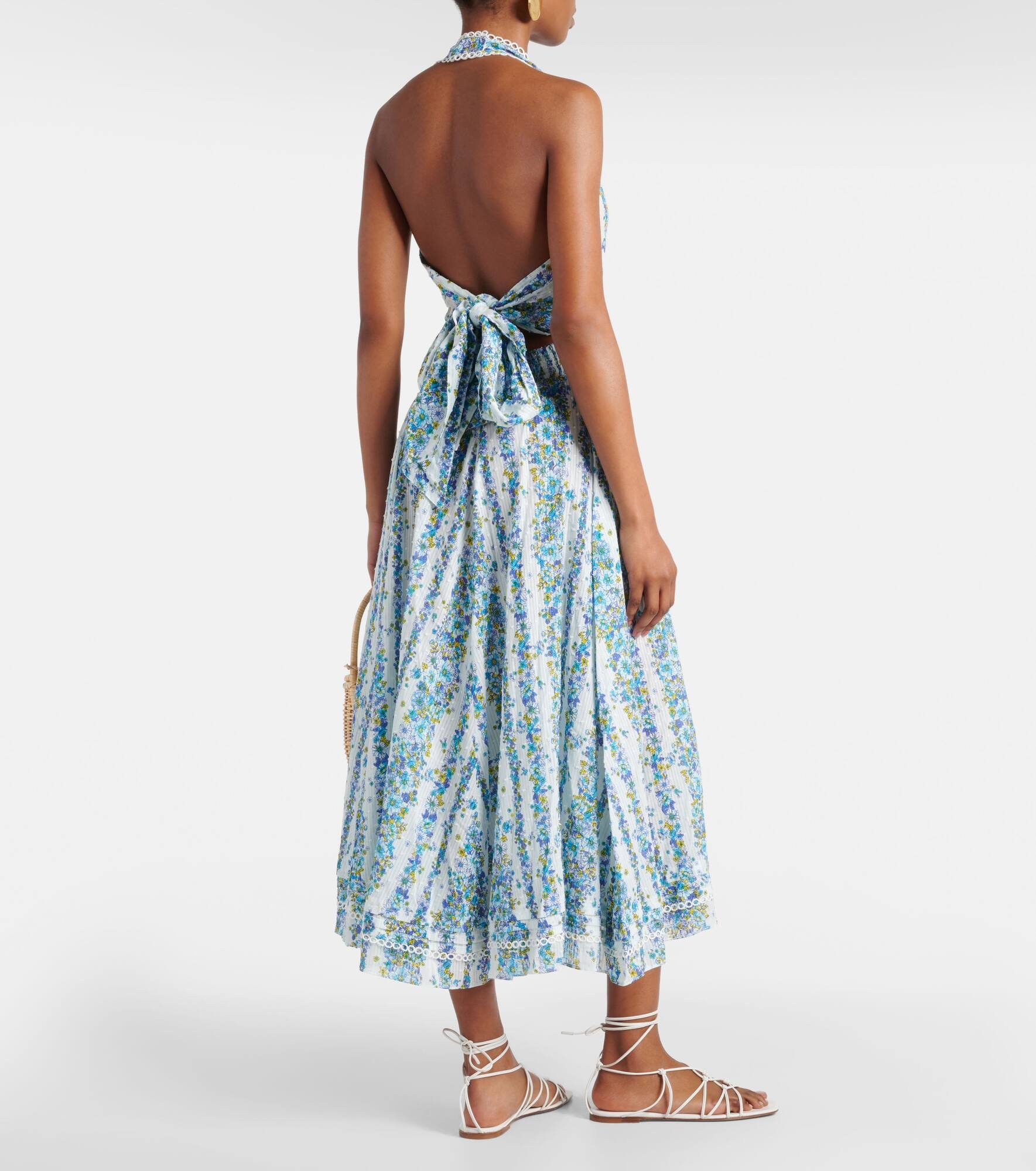 Beth floral halterneck cotton midi dress - 3