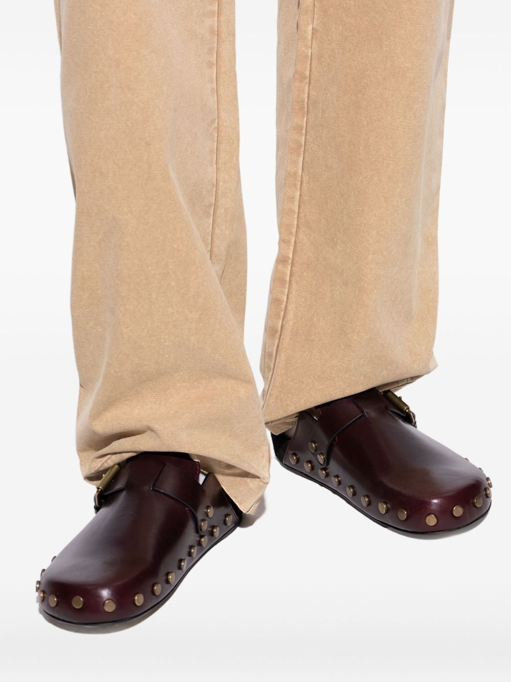 buckle-fastening studded slip-ons - 4